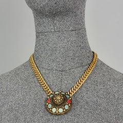 Vintage JEAN PAUL GAULTIER Tribal Enamel Medallion Necklace