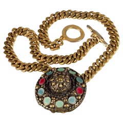 Vintage JEAN PAUL GAULTIER Tribal Enamel Medallion Necklace