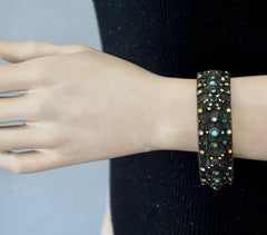 Vintage JEAN PAUL GAULTIER Tribal Jewelled Rhinestone Bangle Bracelet