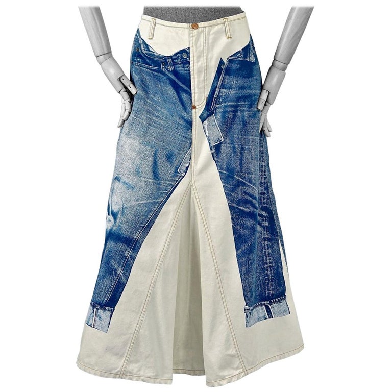 Vintage JEAN PAUL GAULTIER Trompe L'oeil Illusion Denim Pants Skirt at ...