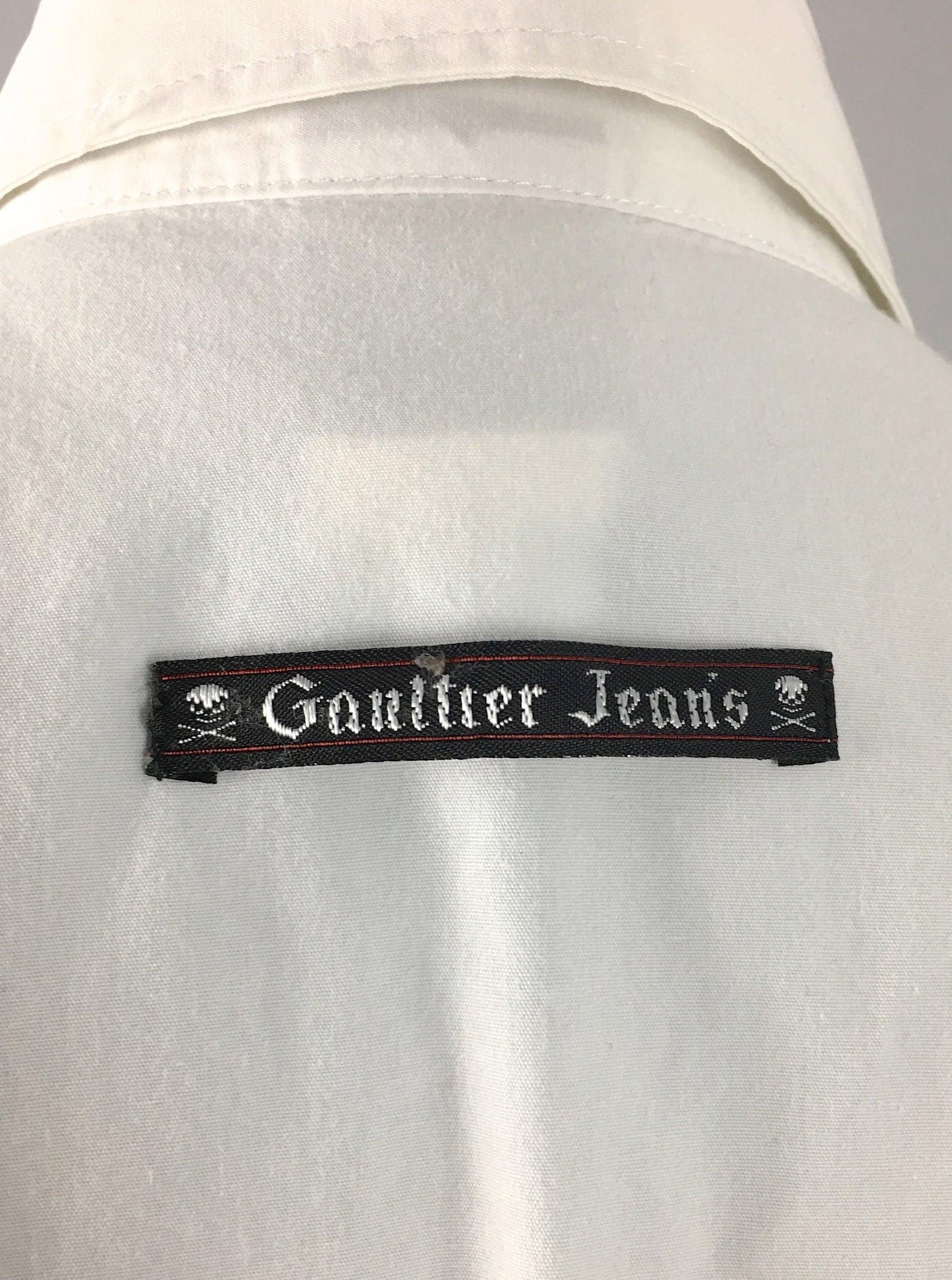 Vintage JEAN PAUL GAULTIER Trompe L'oeil Illusion Denim Suspender Shirt Top 7