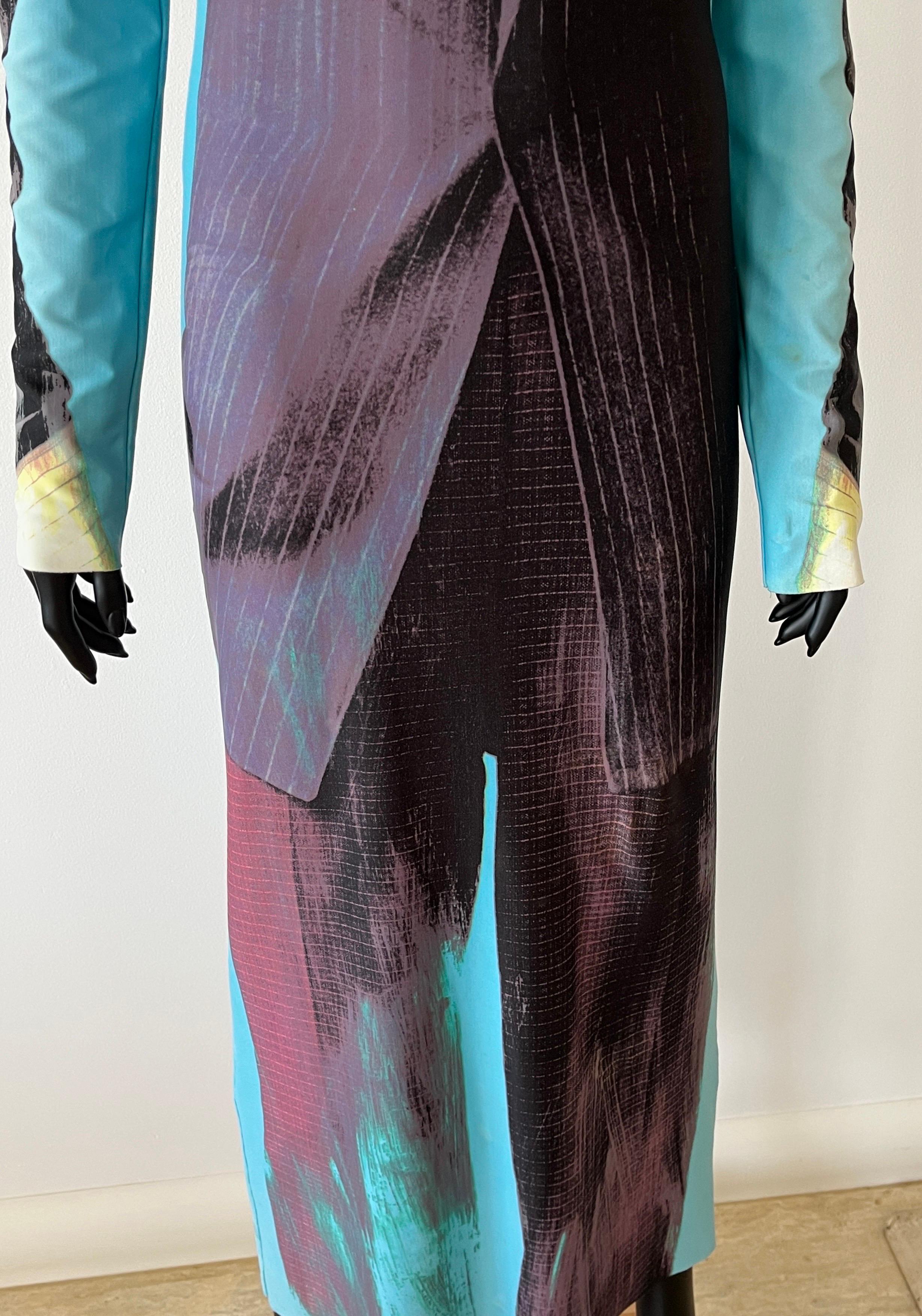 Vintage JEAN PAUL GAULTIER Trompe L'Oeil Sheer Tuxedo Print Mesh Maxi Dress 5