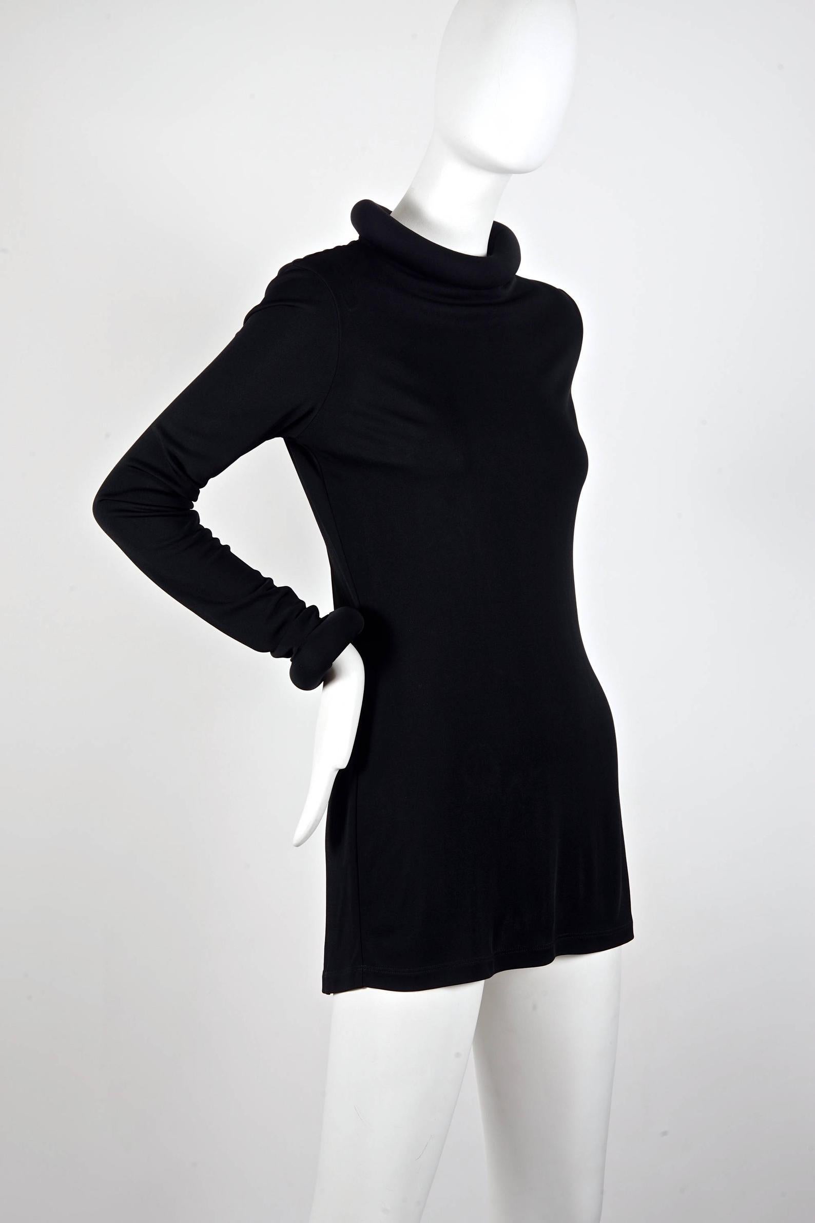 Vintage JEAN PAUL GAULTIER Tube Collar Cuff Black Dress For Sale 4