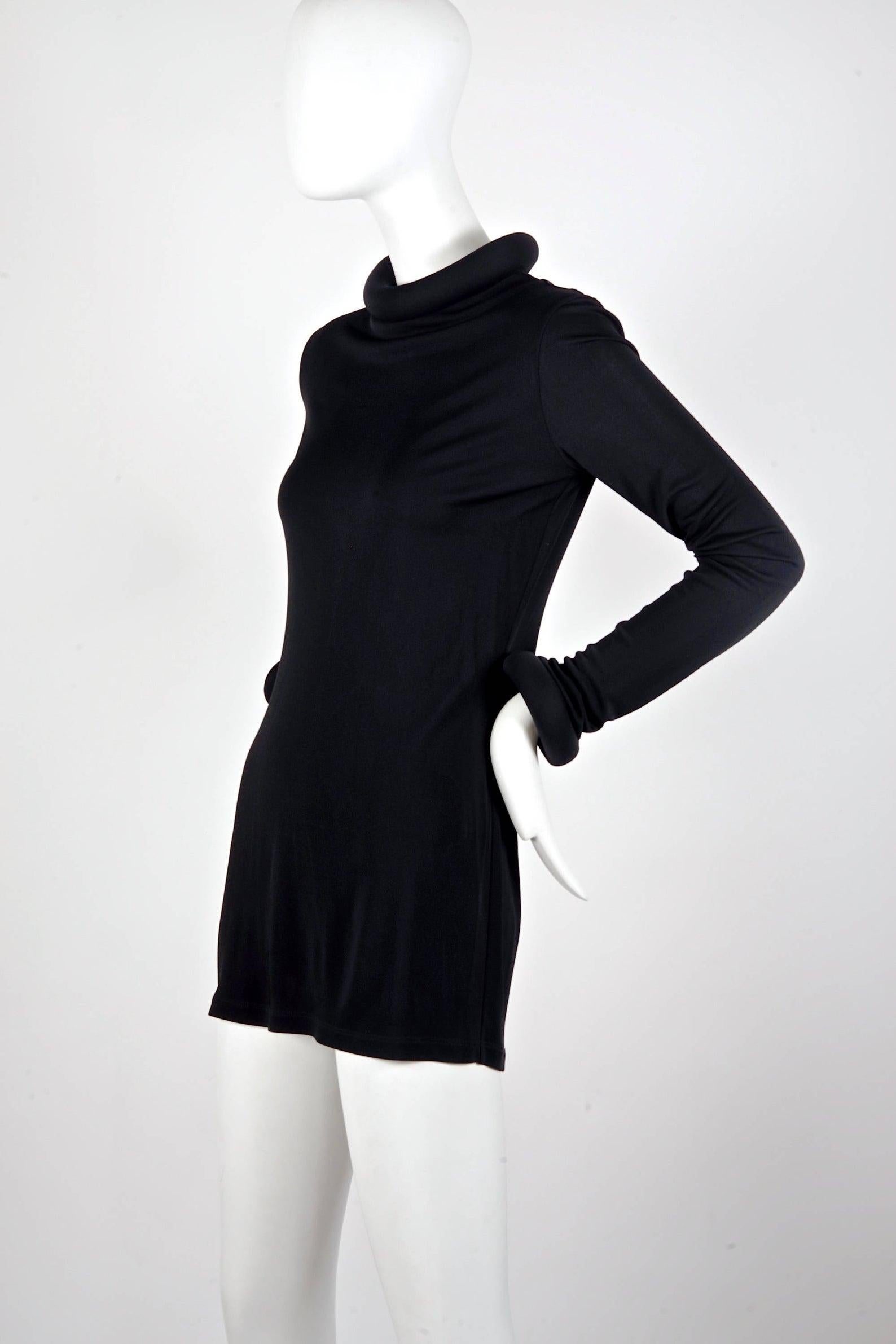 Vintage JEAN PAUL GAULTIER Tube Collar Cuff Black Dress For Sale 5