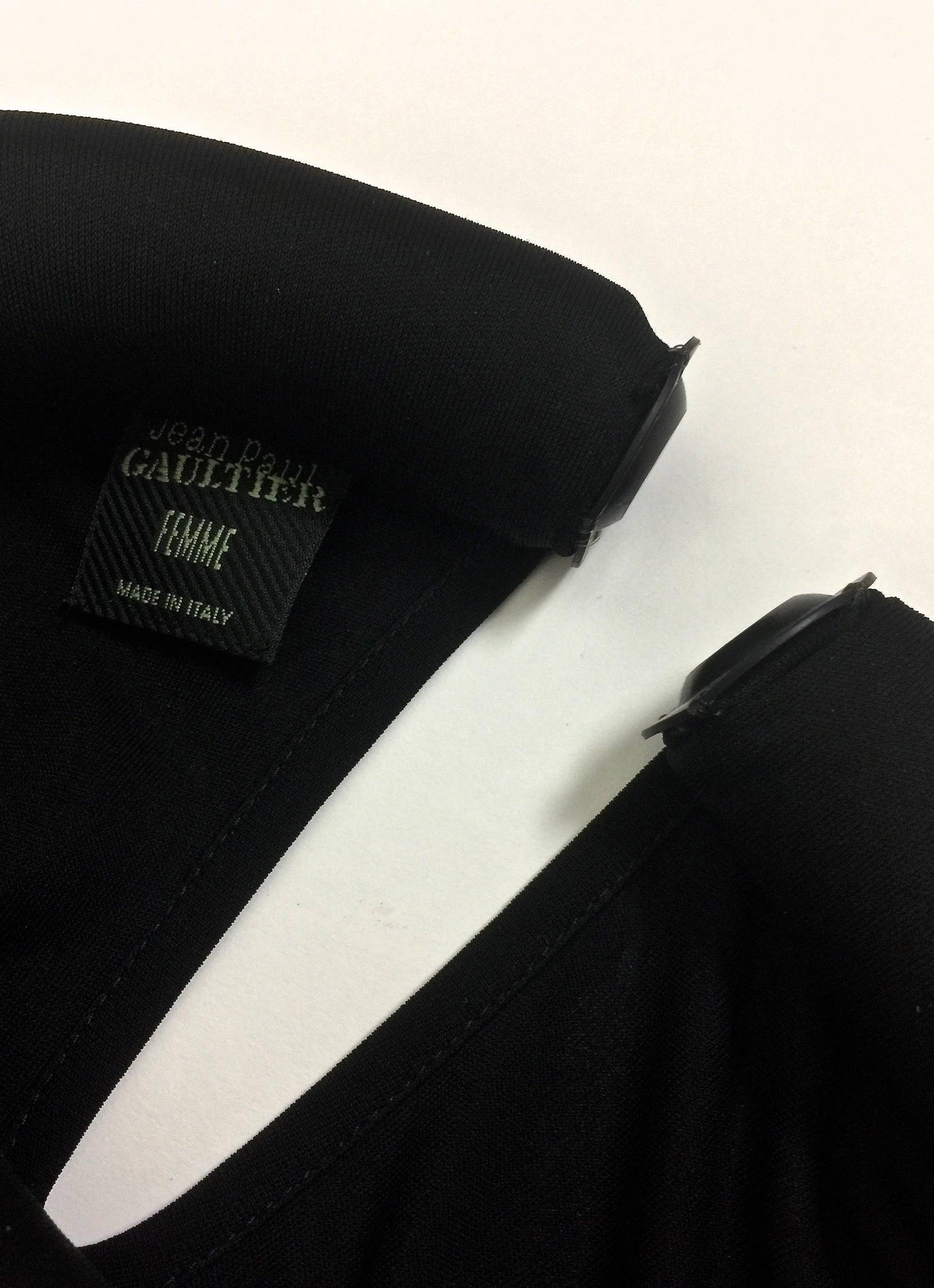 Vintage JEAN PAUL GAULTIER Tube Collar Cuff Black Dress For Sale 9