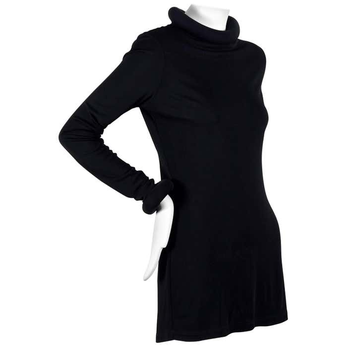 Vintage JEAN PAUL GAULTIER Tube Collar Cuff Black Dress For Sale at ...
