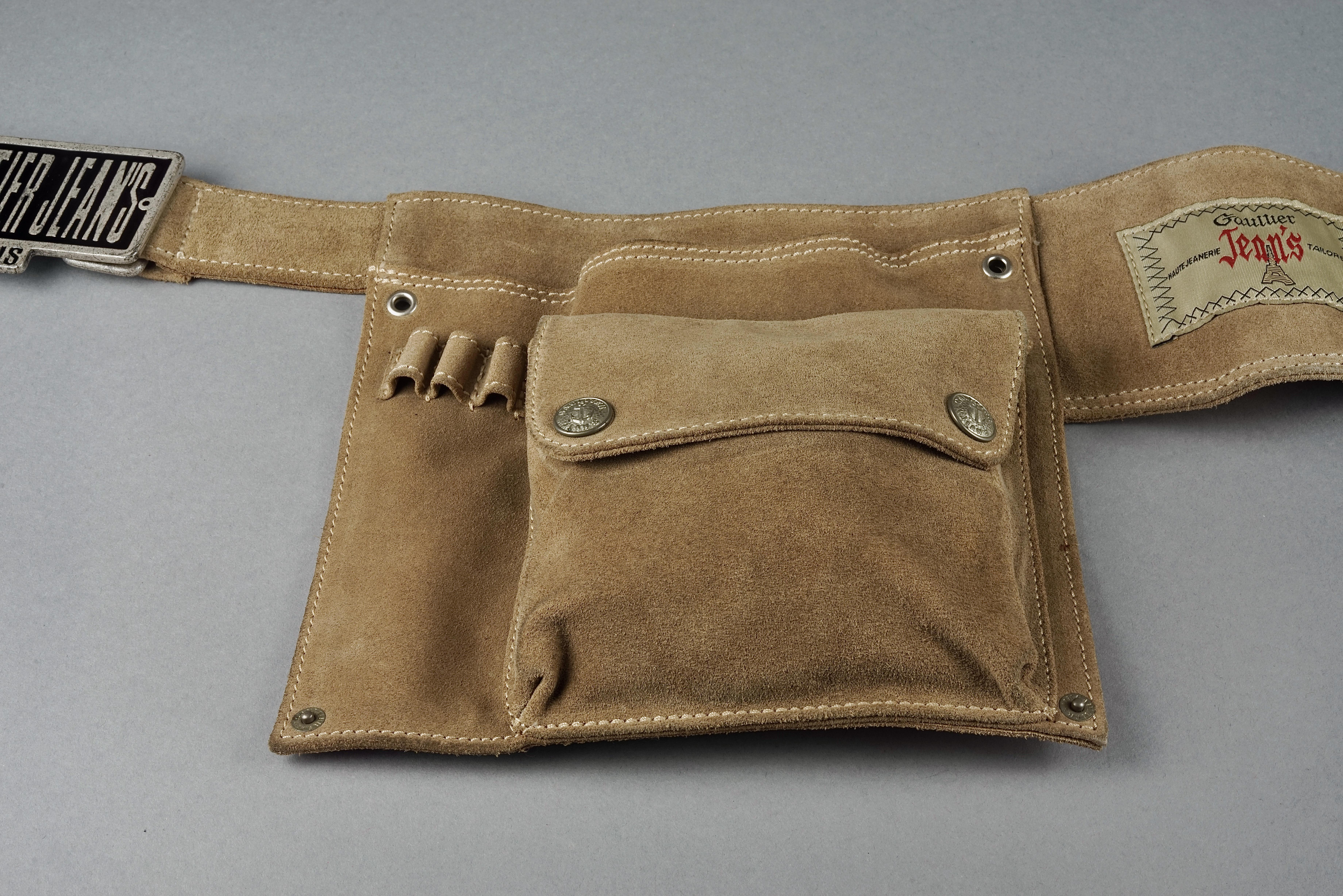 Vintage JEAN PAUL GAULTIER Utility Suede Leather Fanny Belt Bag 4