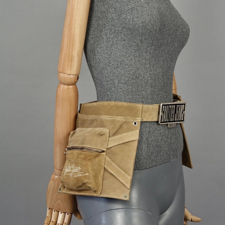 バッグ 00s Jean Paul GAULTIER Nubuck Belt Bag Vintage JEAN PAUL GAULTIER Utility Suede Leather Fanny Belt Bag at