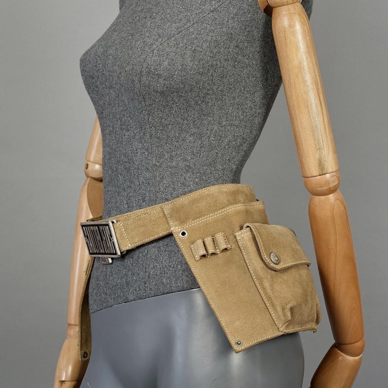 Vintage JEAN PAUL GAULTIER Utility Suede Leather Fanny Belt Bag at