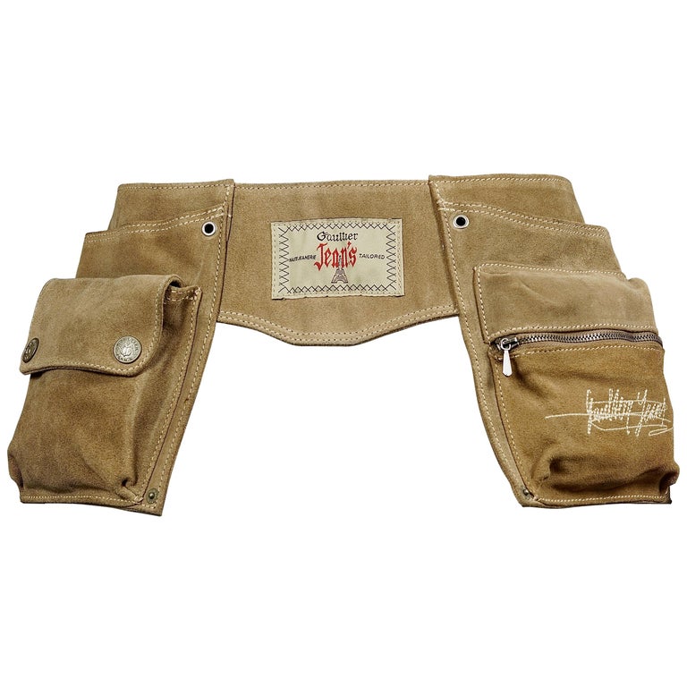 Vintage JEAN PAUL GAULTIER Utility Suede Leather Fanny Belt Bag at