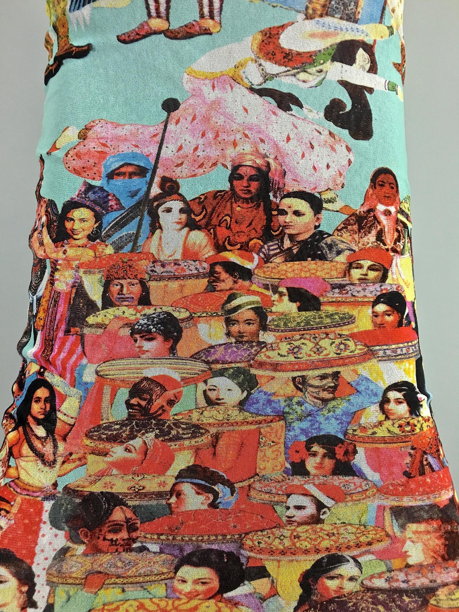 Women's Vintage JEAN PAUL GAULTIER Vibrant Asian Print Tube Maxi Dress
