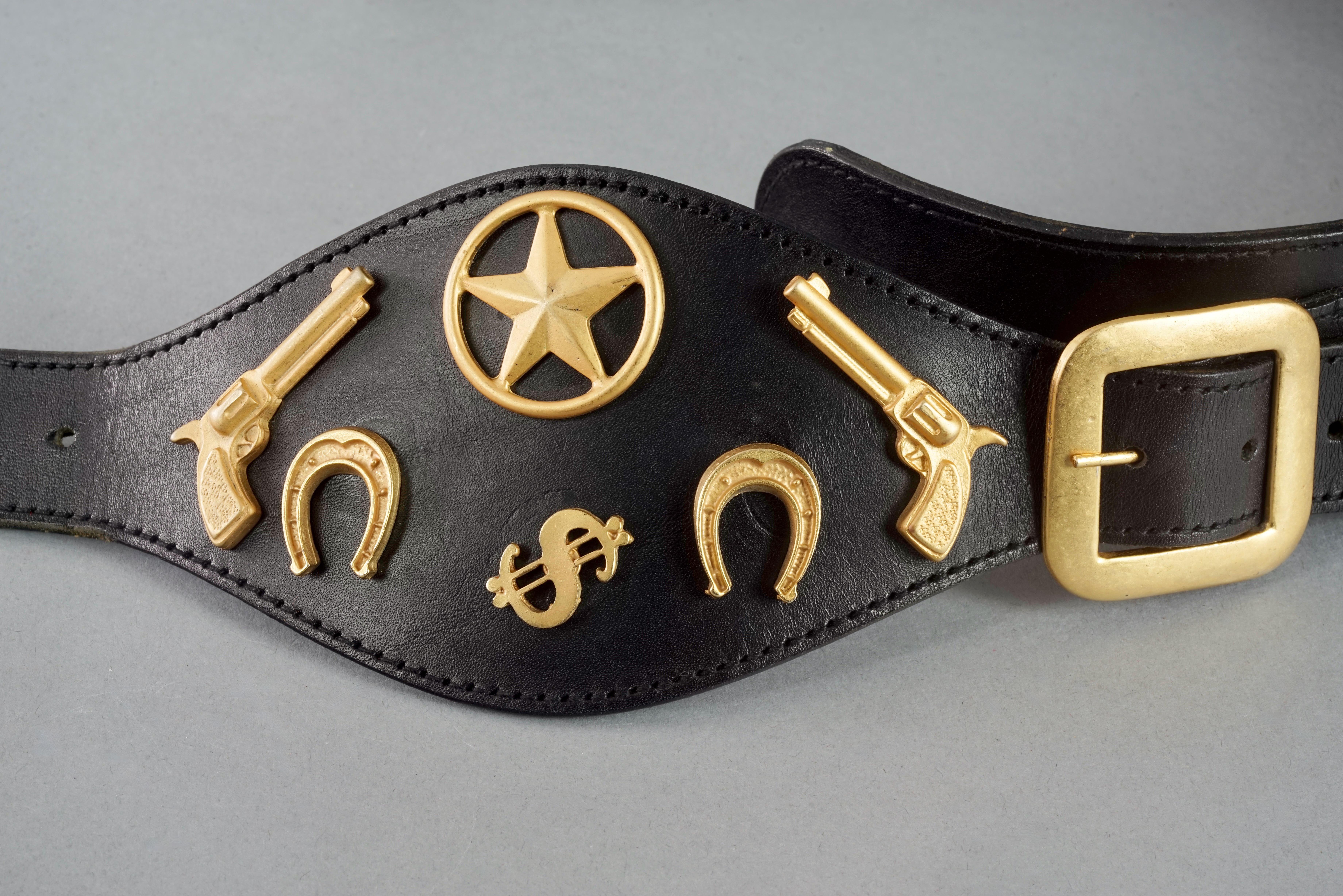 Vintage JEAN PAUL GAULTIER Western Cowboy Figural Metal Charm Belt For Sale 6
