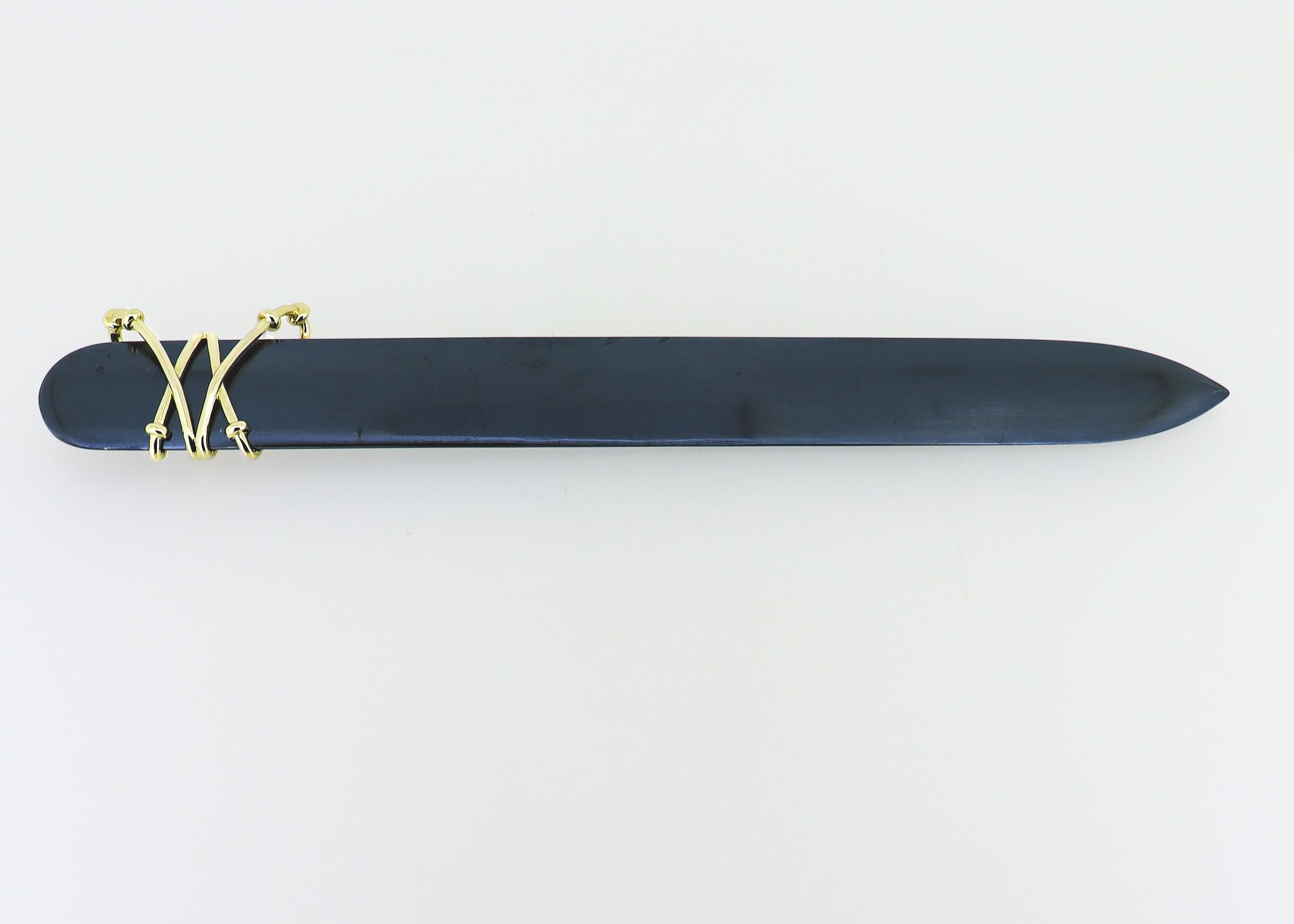 Vintage Jean Schlumberger for Tiffany & Co. 18K Gold & Hematite Letter Opener In Good Condition For Sale In Philadelphia, PA