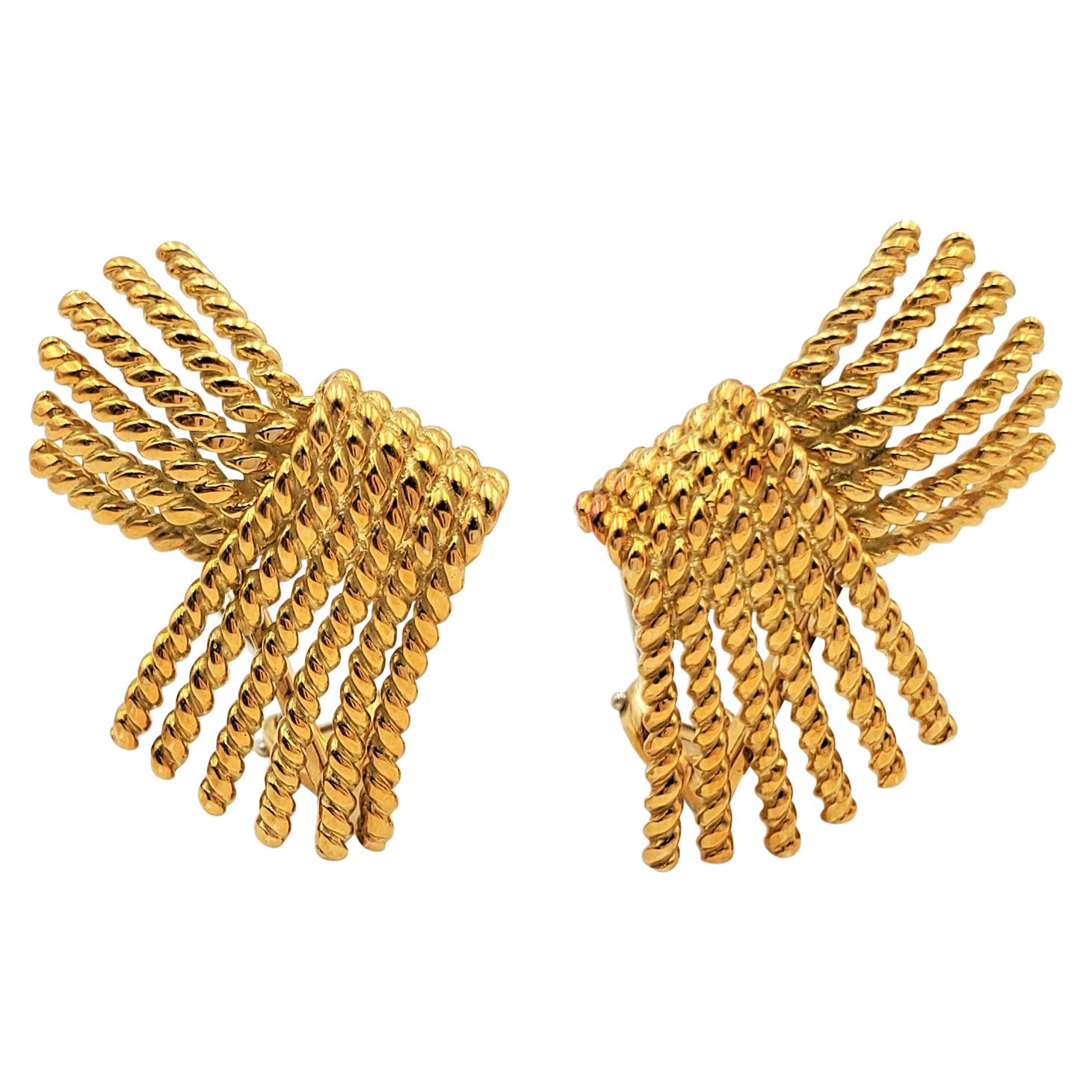 Vintage Jean Schlumberger for Tiffany & Co. Gold Rope 'V' Earrings