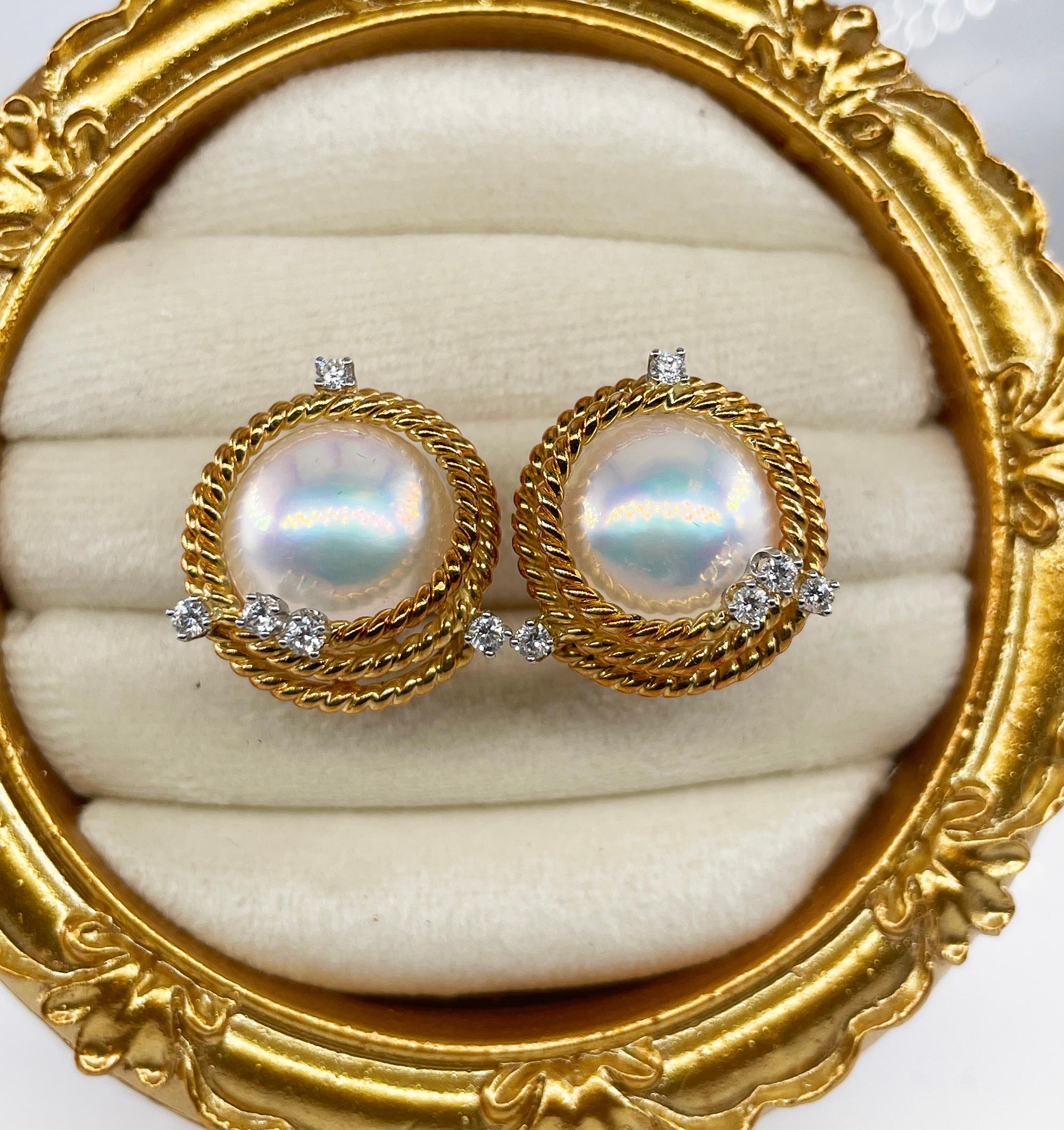 Vintage Jean Schlumberger Tiffany Rope Coil Pearl Diamond 18K Platinum Earrings For Sale 6
