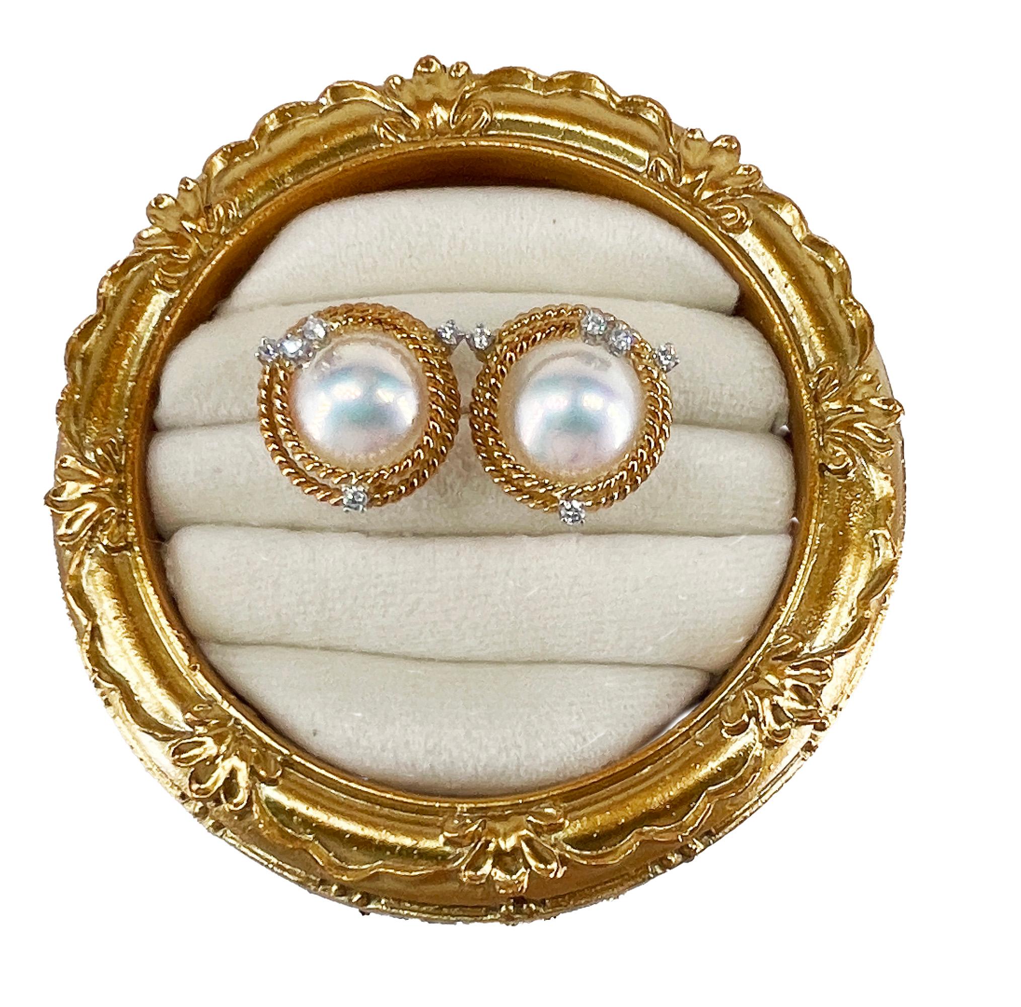 Vintage Jean Schlumberger Tiffany Rope Coil Pearl Diamond 18K Platinum Earrings For Sale 7