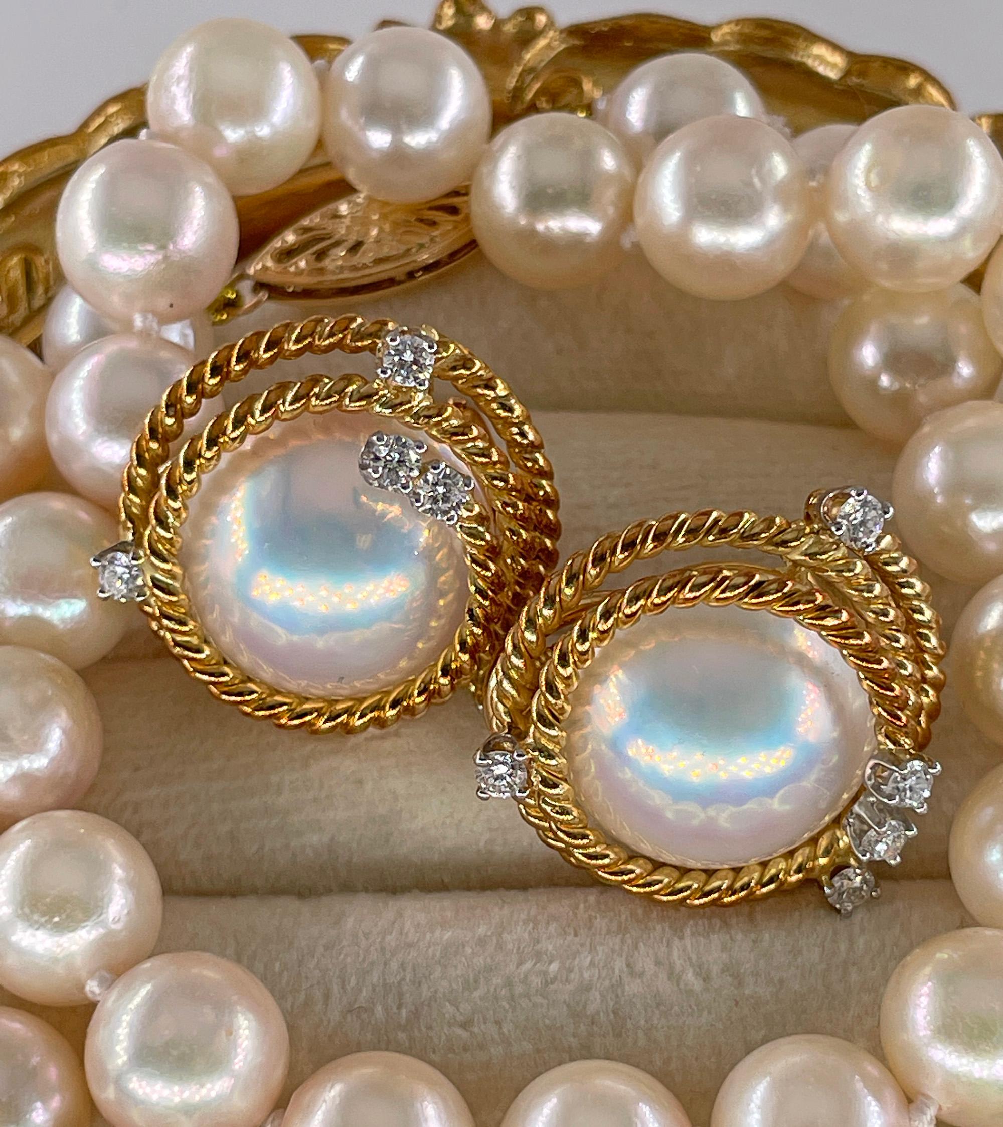 Vintage Jean Schlumberger Tiffany Rope Coil Pearl Diamond 18K Platinum Earrings For Sale 12