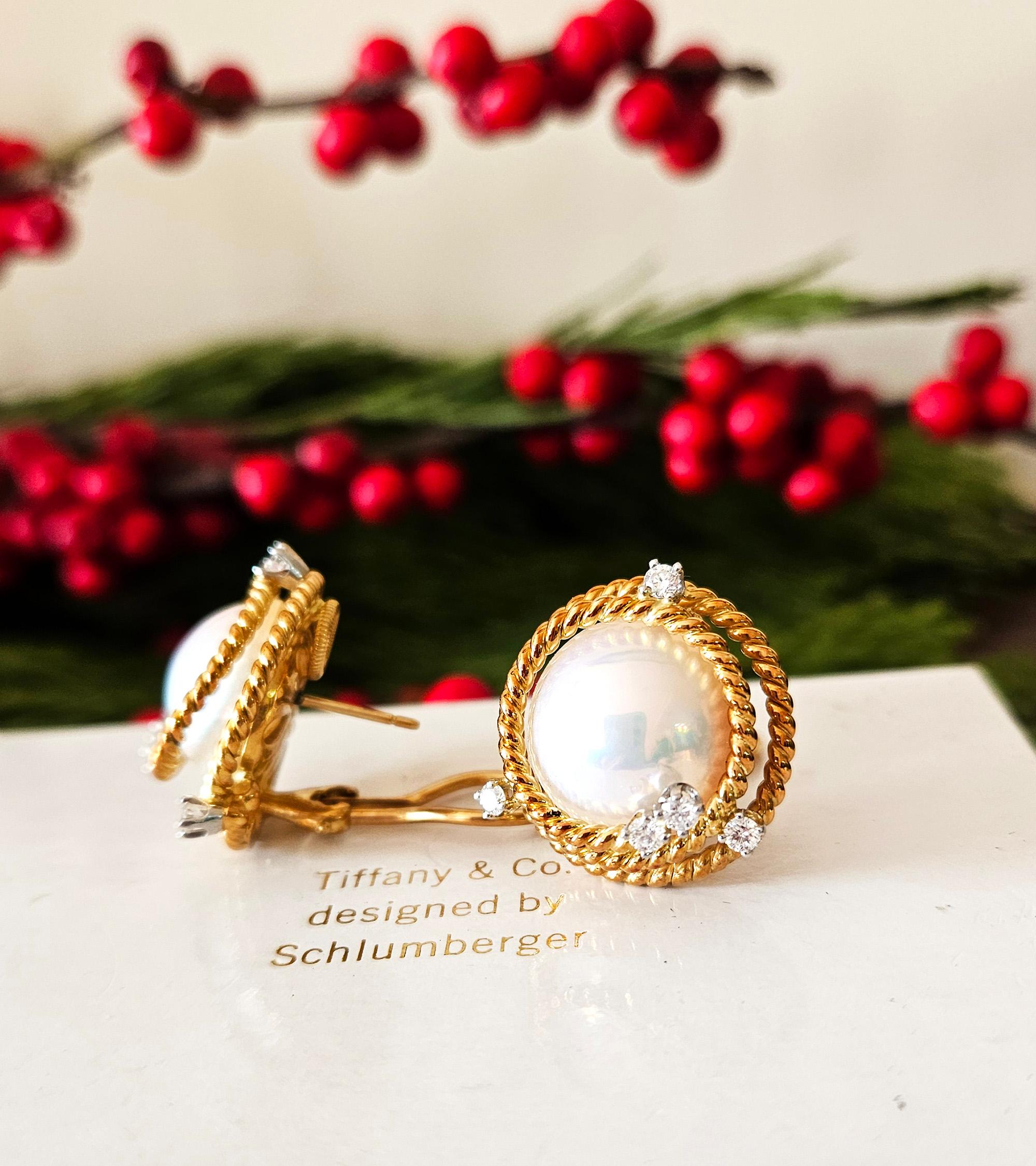 Vintage Jean Schlumberger Tiffany Rope Coil Pearl Diamond 18K Platinum Earrings For Sale 13