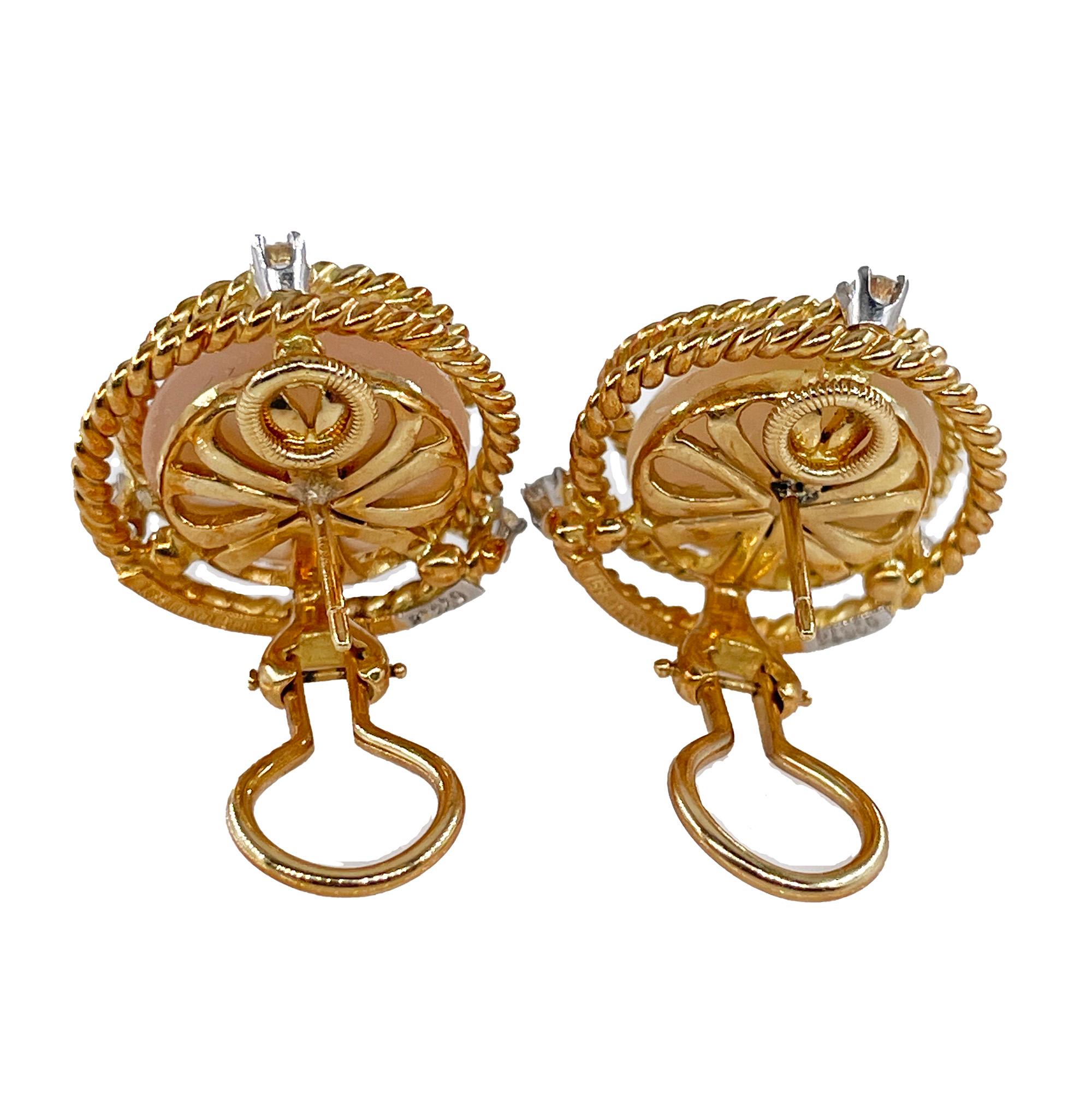 Cabochon Vintage Jean Schlumberger Tiffany Rope Coil Pearl Diamond 18K Platinum Earrings For Sale