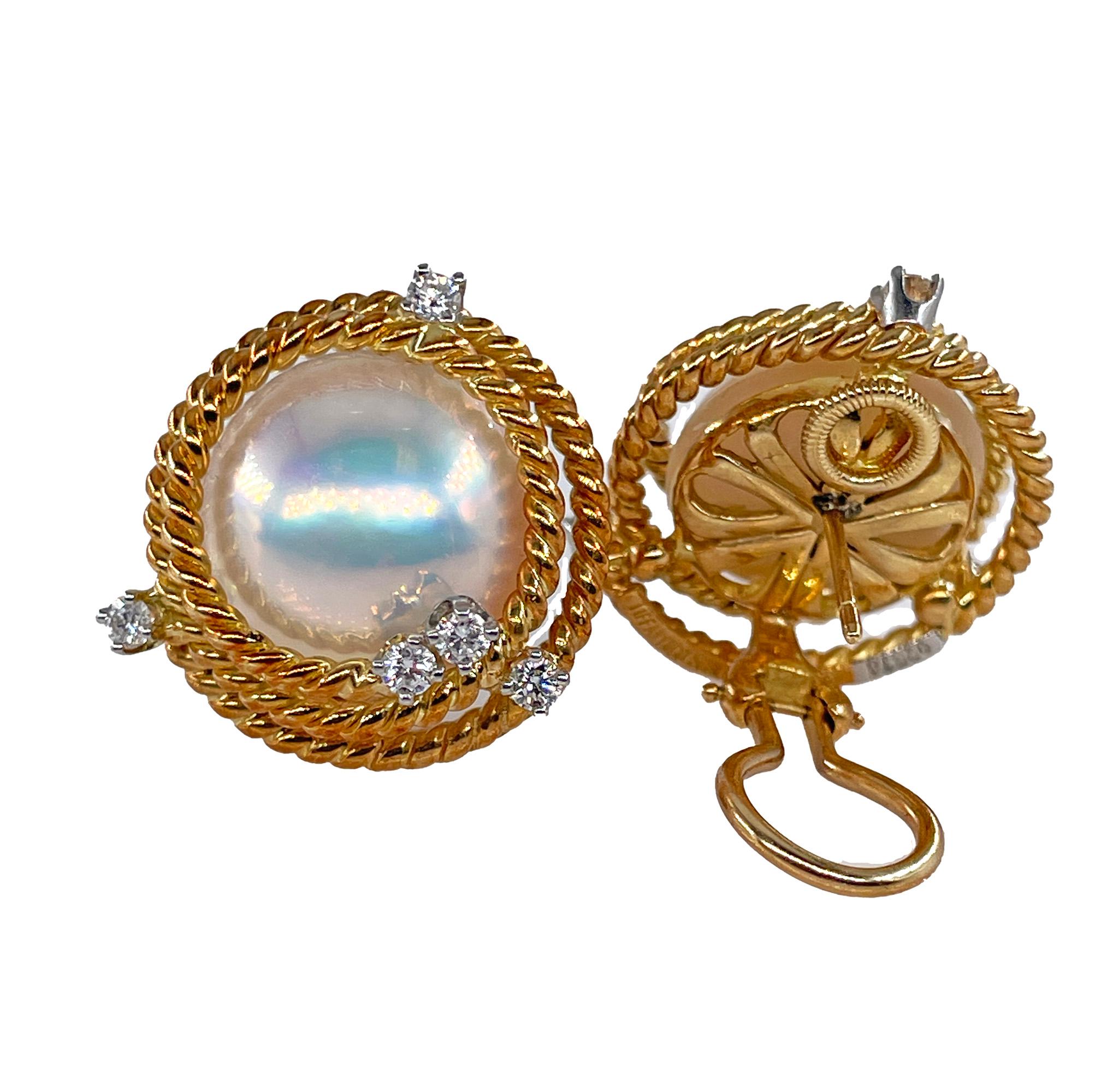 Vintage Jean Schlumberger Tiffany Rope Coil Pearl Diamond 18K Platinum Earrings In Good Condition For Sale In New York, NY