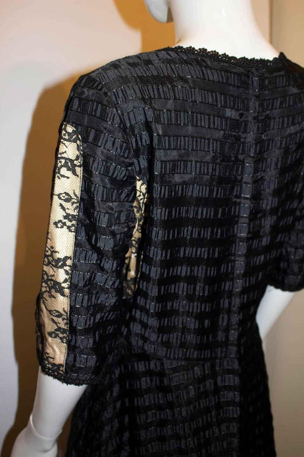 Vintage Jean Varon Black  and White Ribbon and Lace Gown In Good Condition For Sale In London, GB