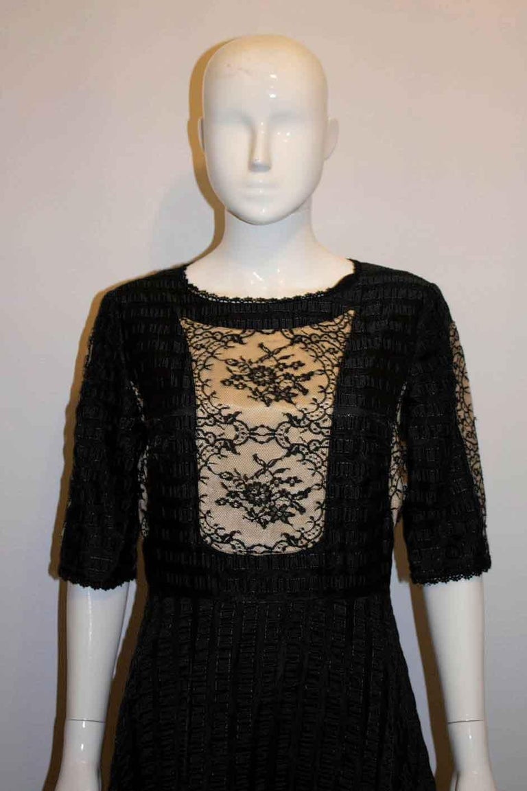 Women's Vintage Jean Varon Black  and White Ribbon and Lace Gown For Sale