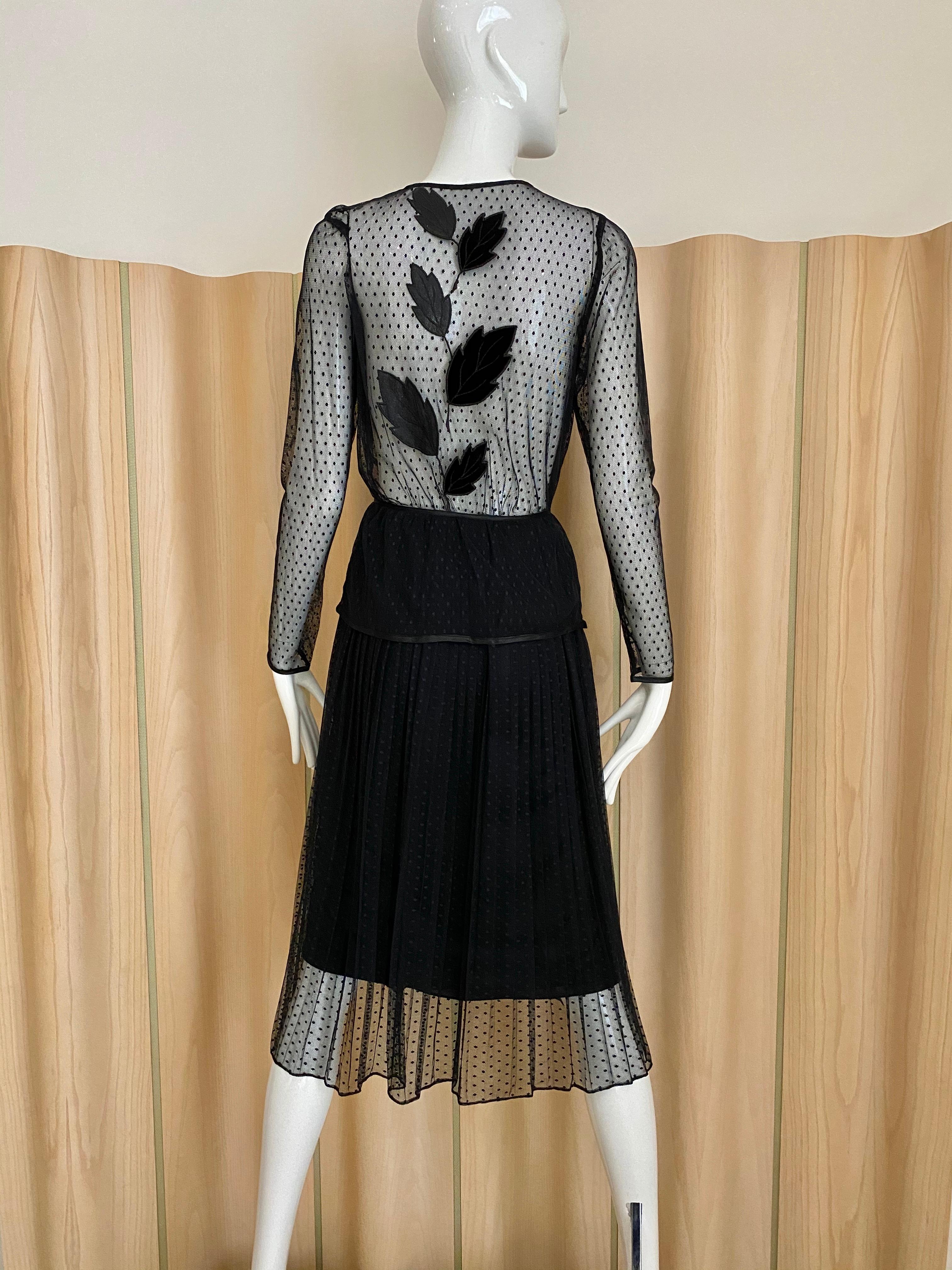 Vintage Jean Varon Black sheer cocktail Dress In Excellent Condition In Beverly Hills, CA