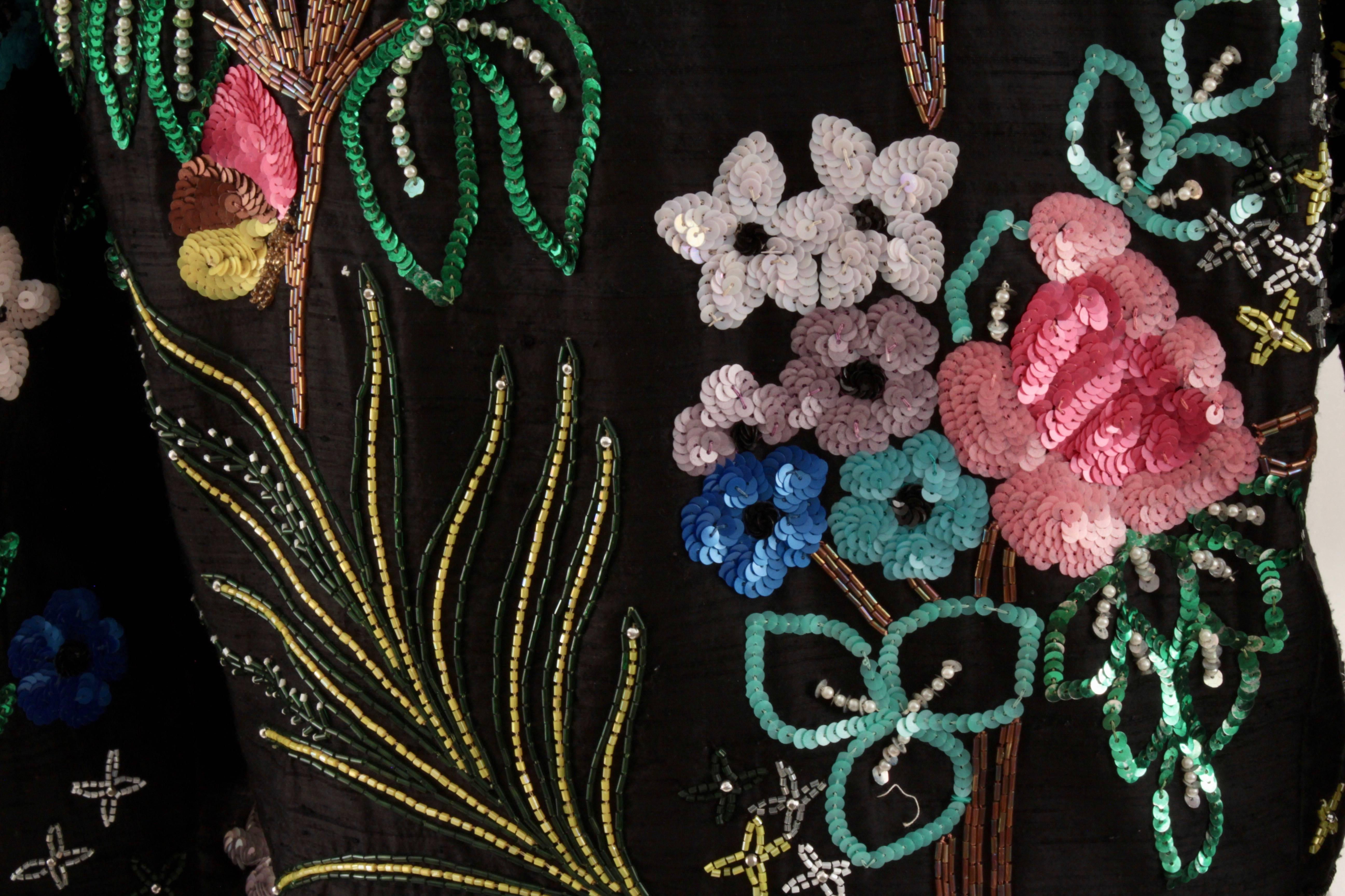 Vintage Jeanette Kastenberg für St. Martin Bolero-Jacke aus Seide mit Pailletten und Perlen im Angebot 2