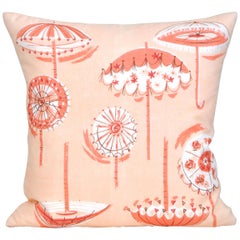 Vintage Jeanne Miller Scarf Pillow Peach and Irish Linen Cushion