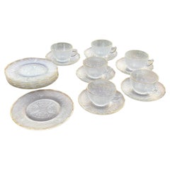 Vintage Jeannette Glass modello arpa con rifiniture in oro trasparente