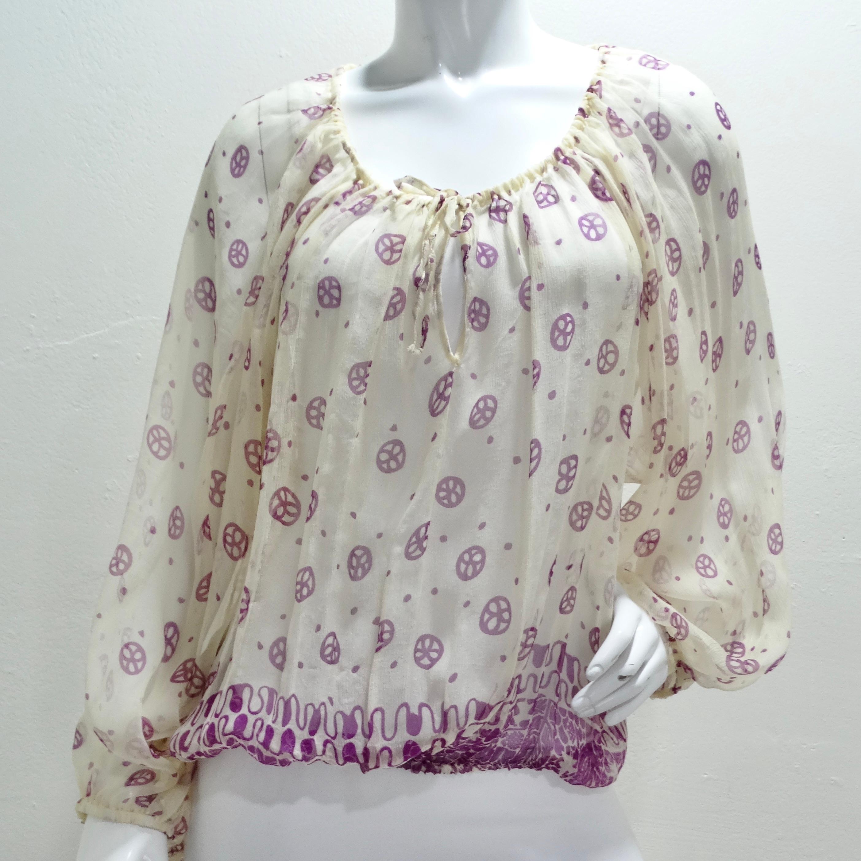 JeanPaul Gaultier Vintage Bluse mit lila Druck für Damen oder Herren