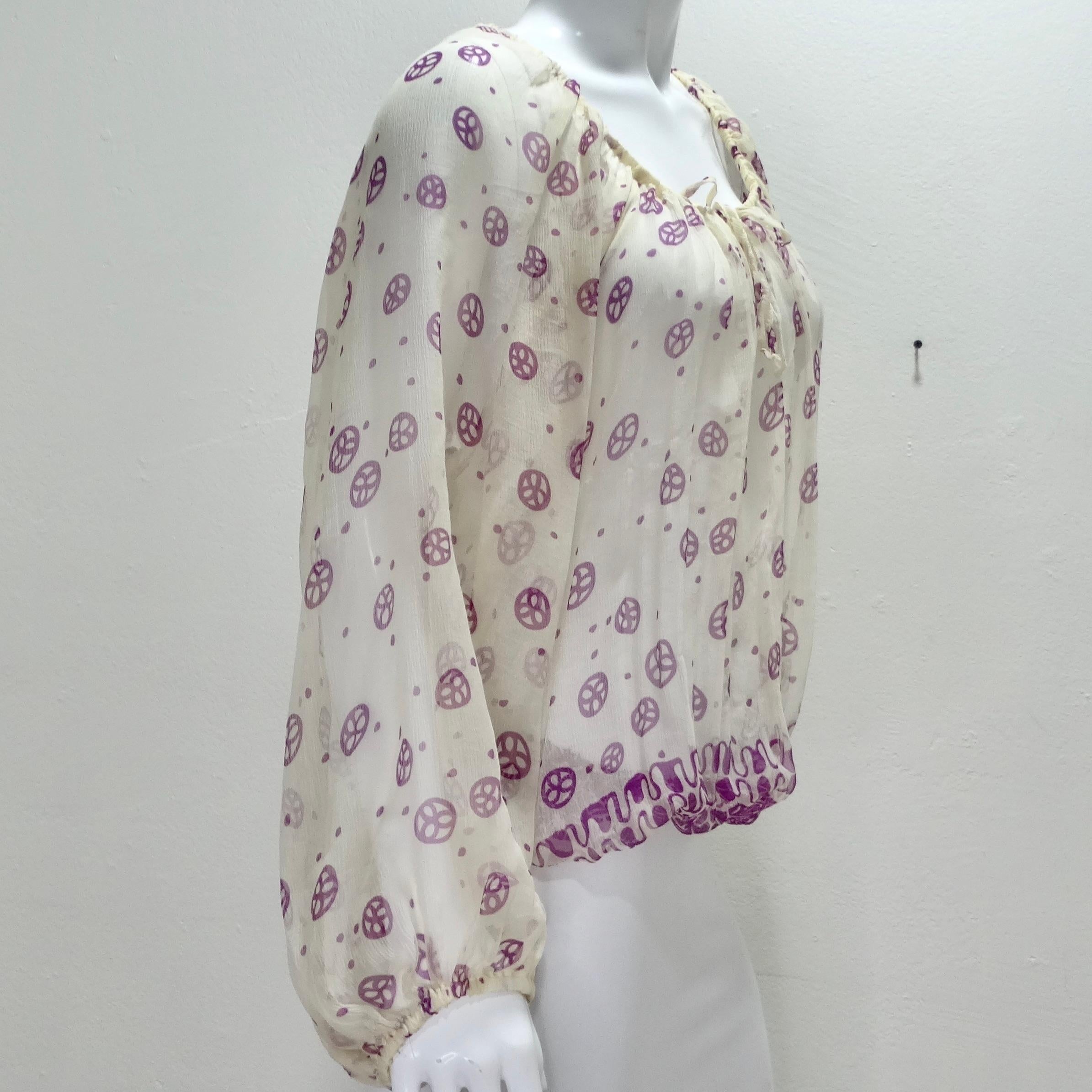 JeanPaul Gaultier Vintage Bluse mit lila Druck 1