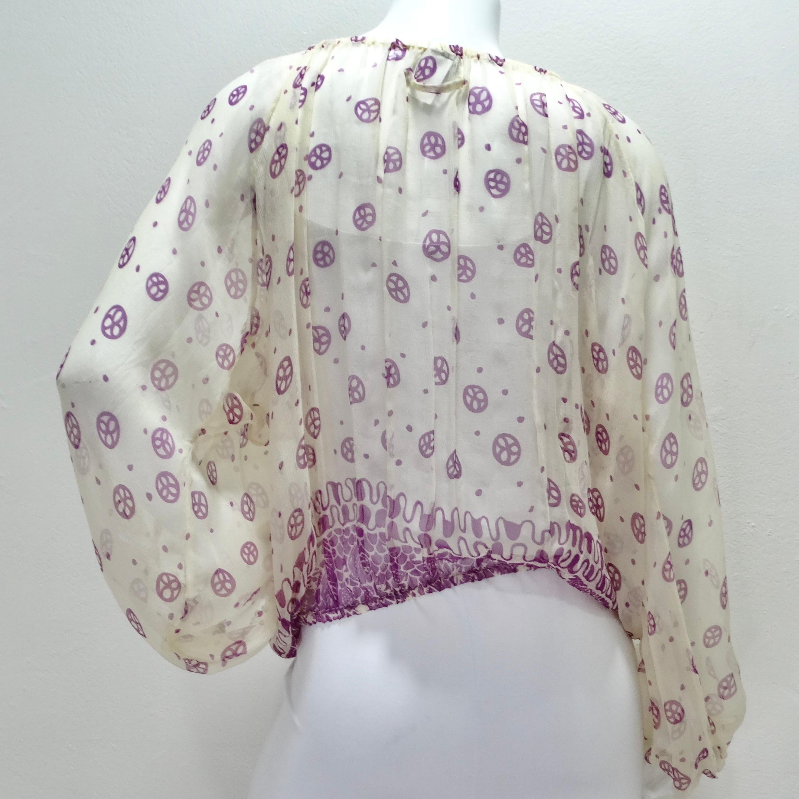 JeanPaul Gaultier Vintage Bluse mit lila Druck 2