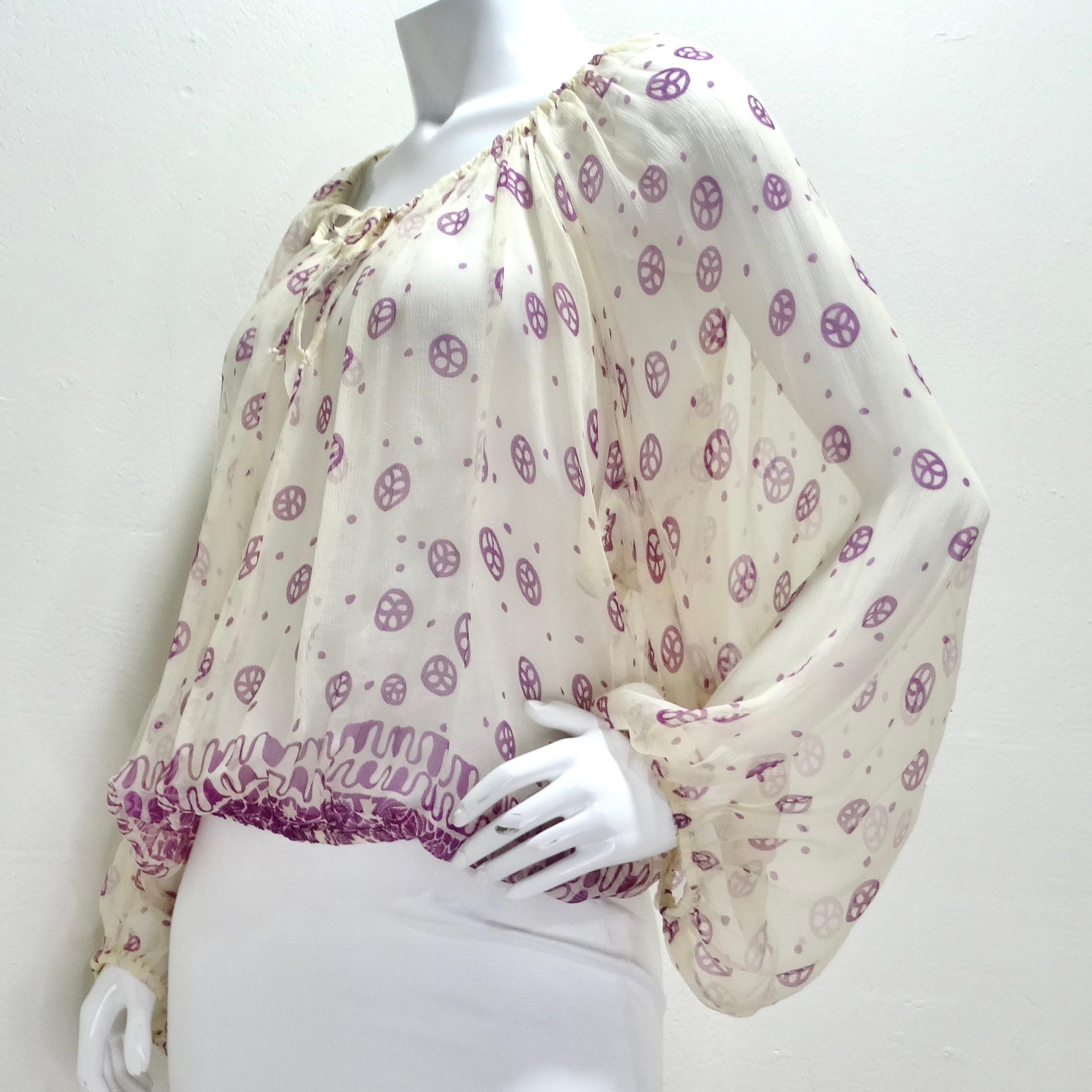 JeanPaul Gaultier Vintage Bluse mit lila Druck 3