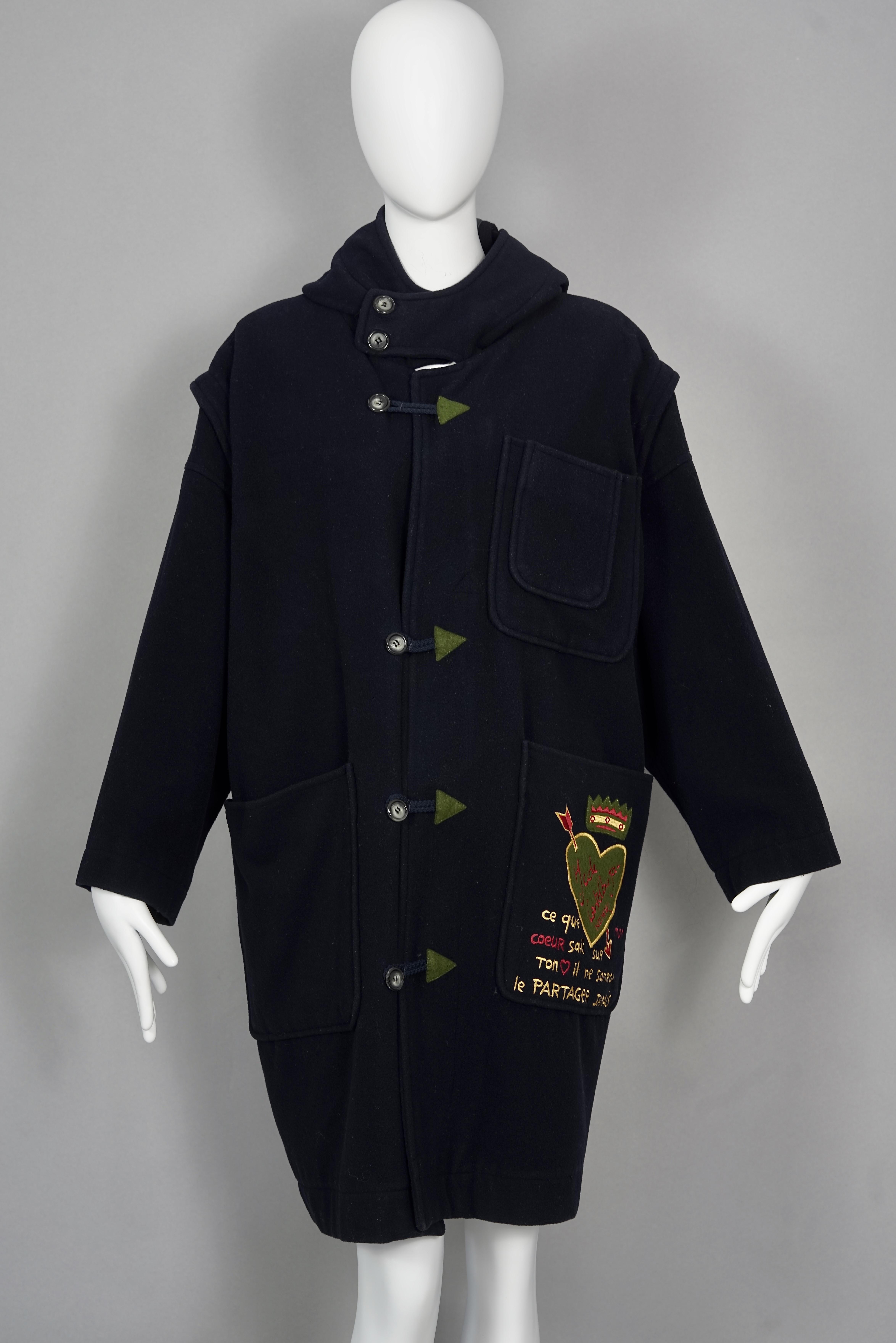 Women's or Men's Vintage JEANS CHARLES de CASTELBAJAC Arrows Large Pockets Hooded Duffle Coat For Sale