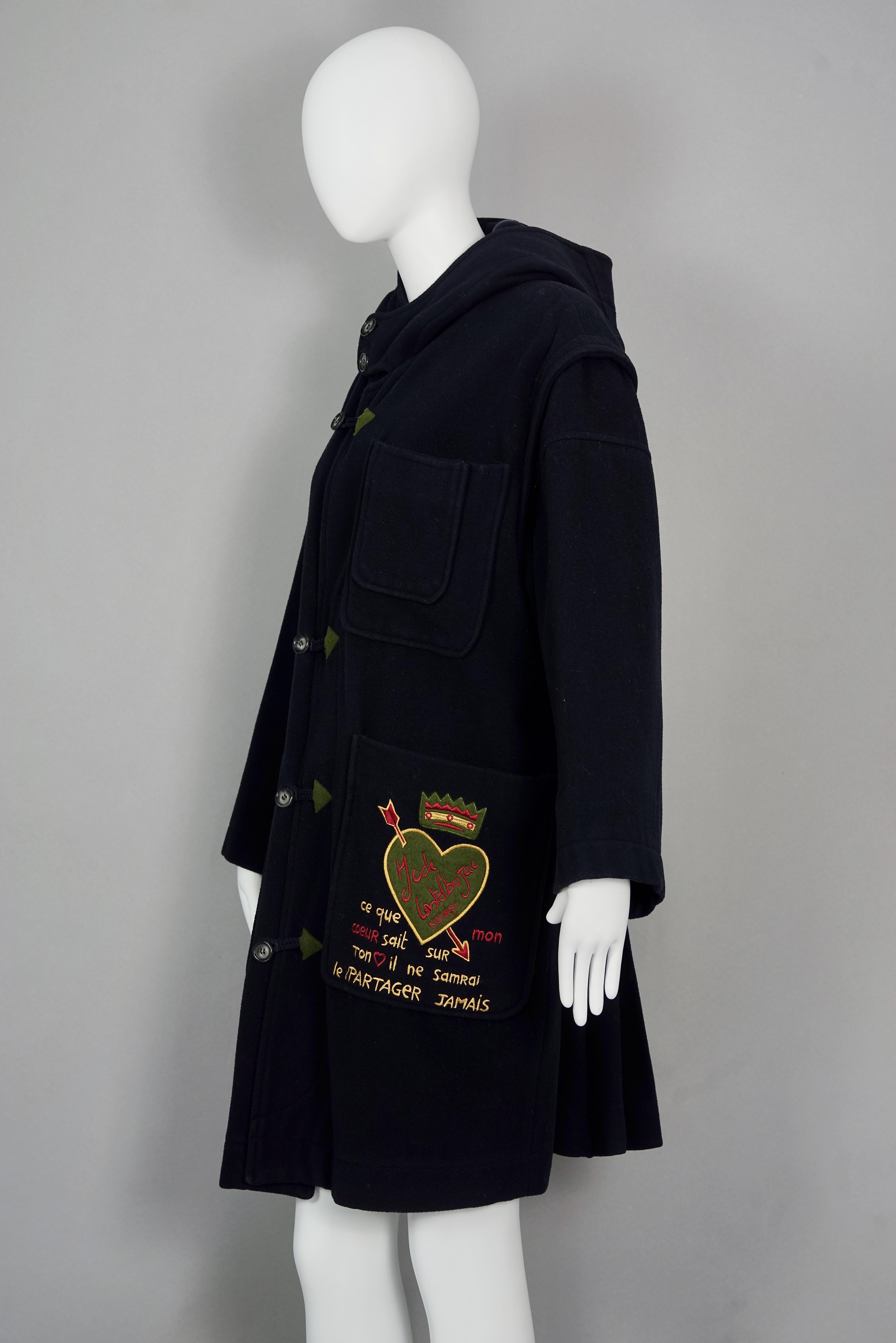 Vintage JEANS CHARLES de CASTELBAJAC Arrows Large Pockets Hooded Duffle Coat For Sale 1