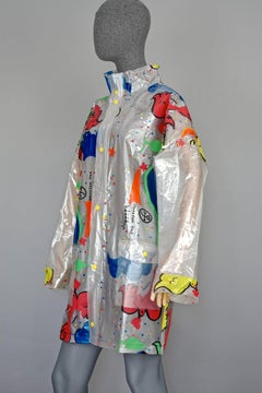 Vintage JEANS CHARLES de CASTELBAJAC "Breakfast Time" Pop Raincoat with Back Bag