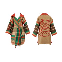 Vintage JEANS CHARLES de CASTELBAJAC Ko and Co Tartan Fringe Teddy Bear Coat