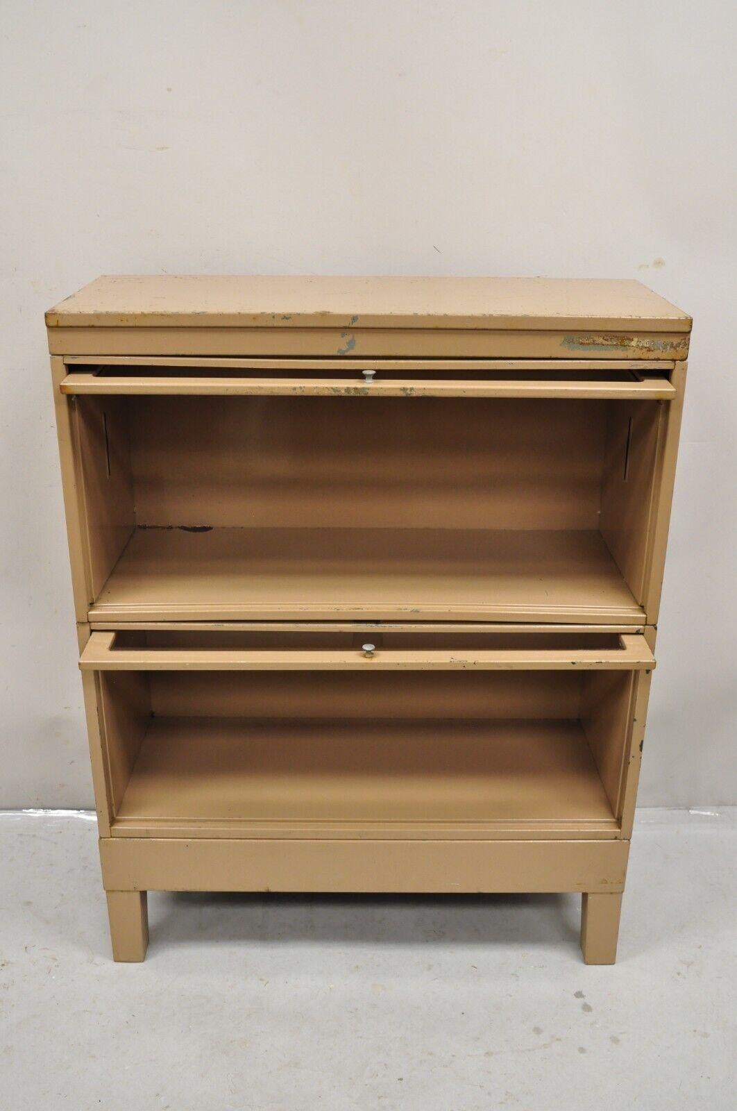 Vintage Jebco Steel Metal 2 Section Stacking Barrister Lawyers Bookcase 3