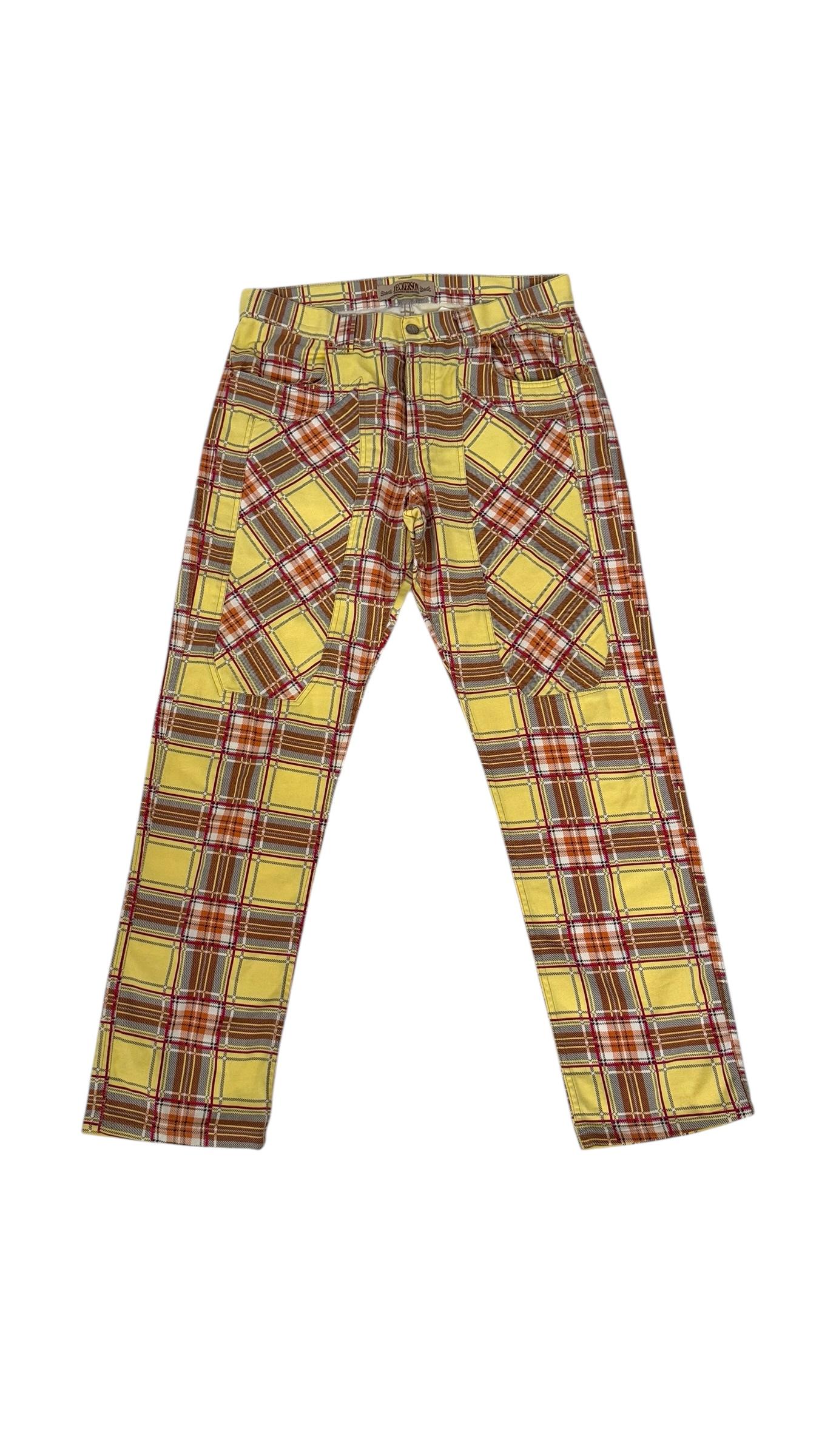 Vintage Jeckerson Yellow Plaid Cotton Pants QQ 001/U - Wir bezahlen den Einfuhrzoll! im Angebot 5