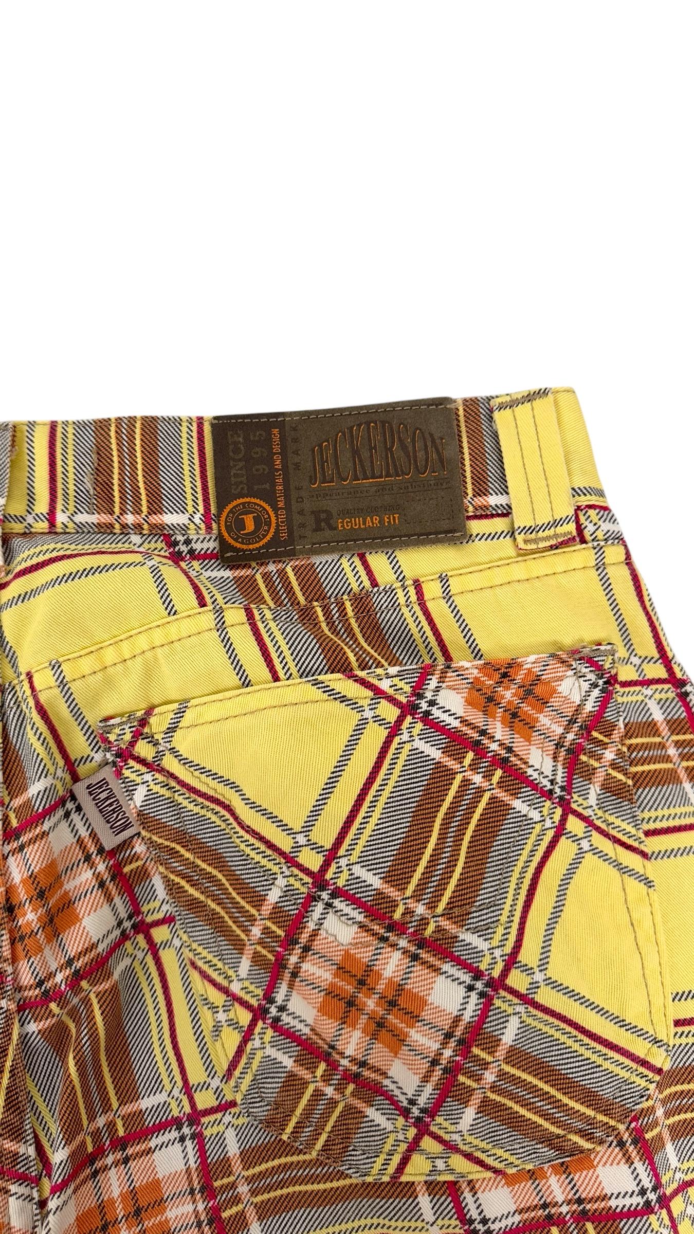 Vintage Jeckerson Yellow Plaid Cotton Pants QQ 001/U - Wir bezahlen den Einfuhrzoll! für Damen oder Herren im Angebot