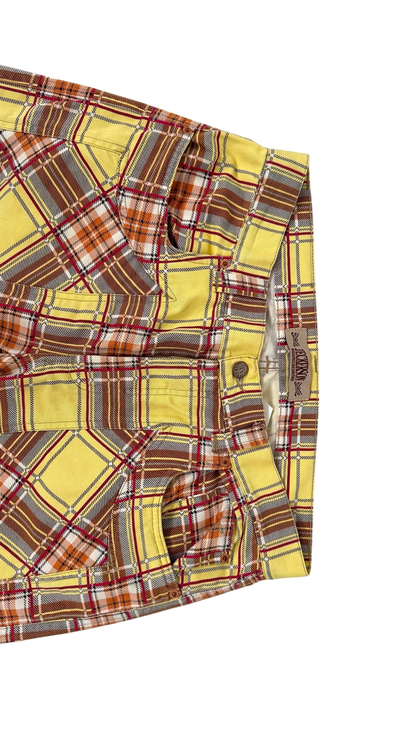 Vintage Jeckerson Yellow Plaid Cotton Pants QQ 001/U - Wir bezahlen den Einfuhrzoll! im Angebot 3