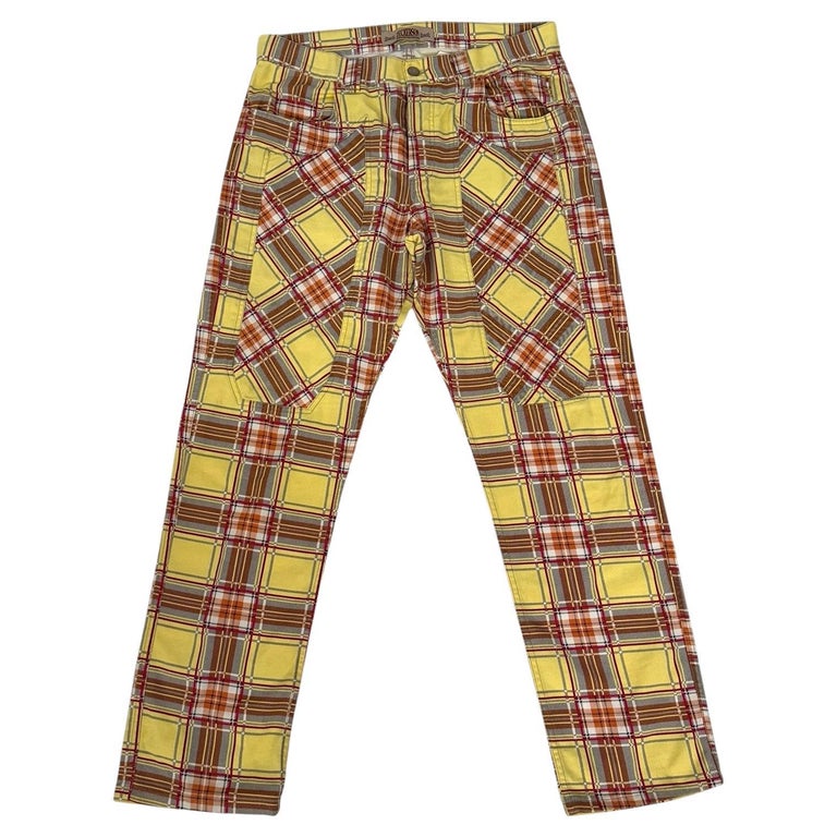 Pantalones Pitillo Pantalon Cuadros Amarillo Vintage Jeckerson