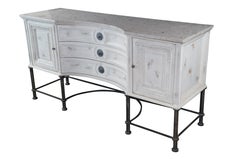 Vintage Jeffco French Louis XV Style White Marble Top Buffet Sideboard Credenza