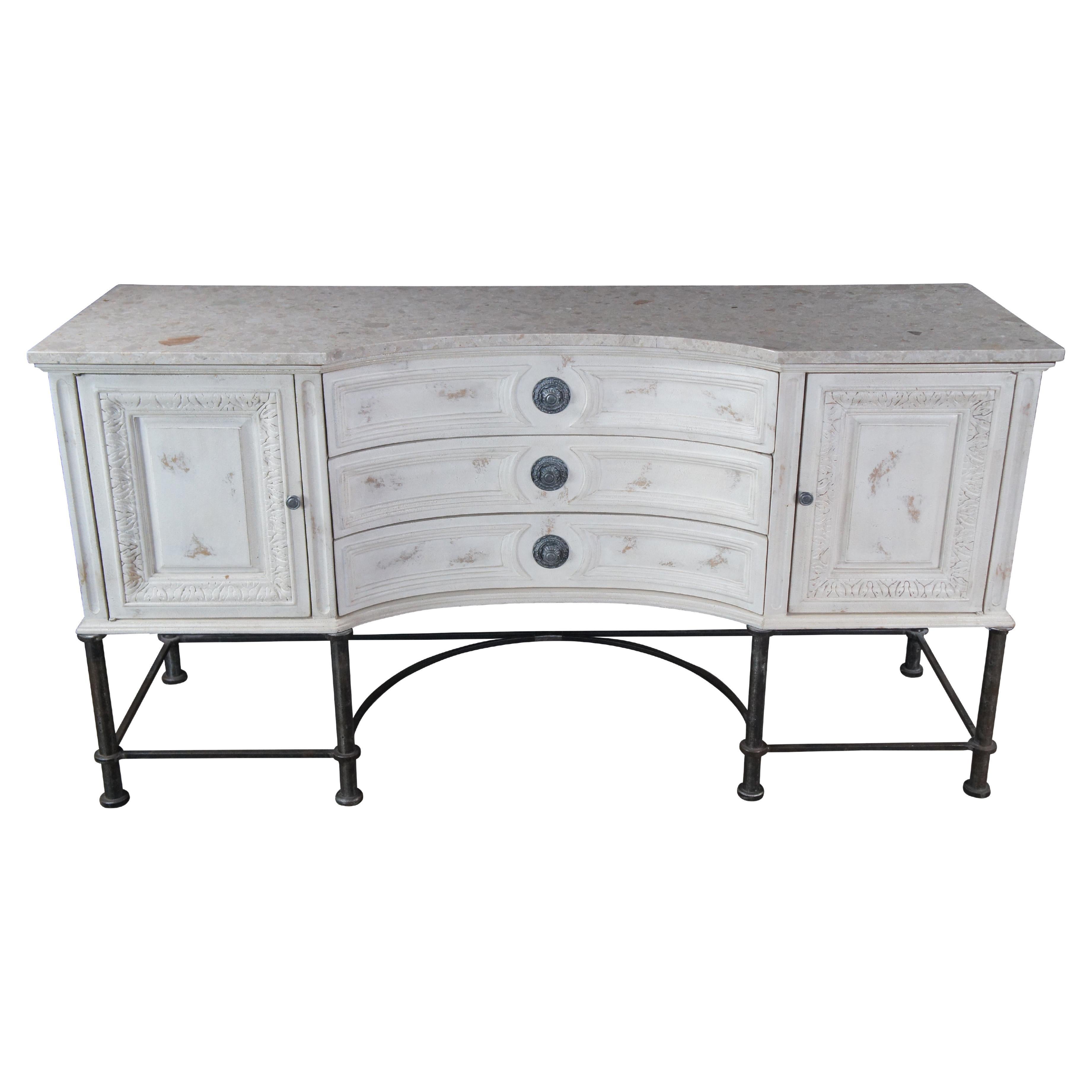 Vintage Jeffco French Louis XV Style White Marble Top Buffet Sideboard Credenza