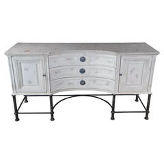 Vintage Jeffco French Louis XV Style White Marble Top Buffet Sideboard Credenza