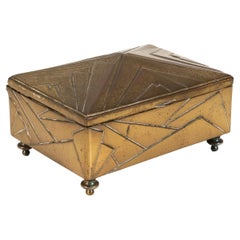 Caja de música vintage estilo Art Déco chapada en latón de los hermanos Jennings