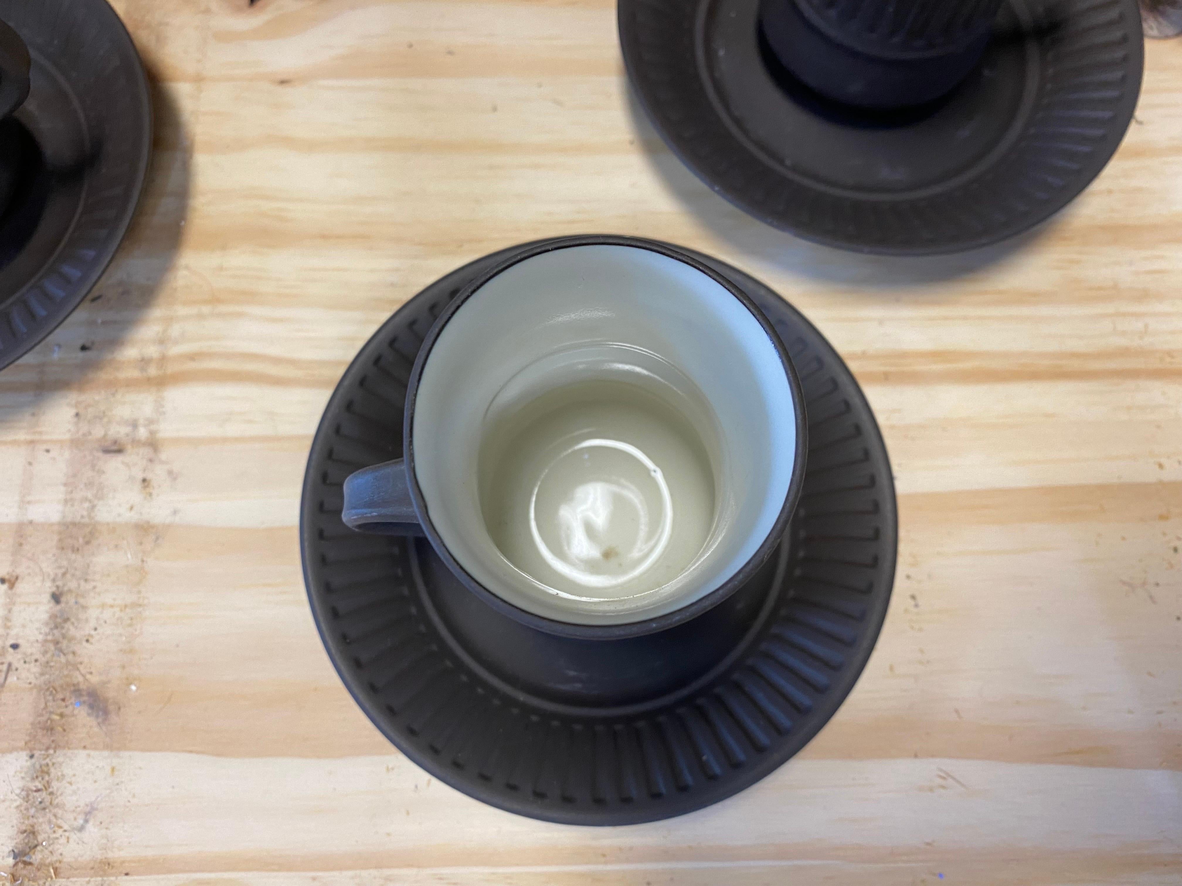 Danish Vintage Jens Quistgaard for Dansk Flamestone Espresso Cups and Saucers