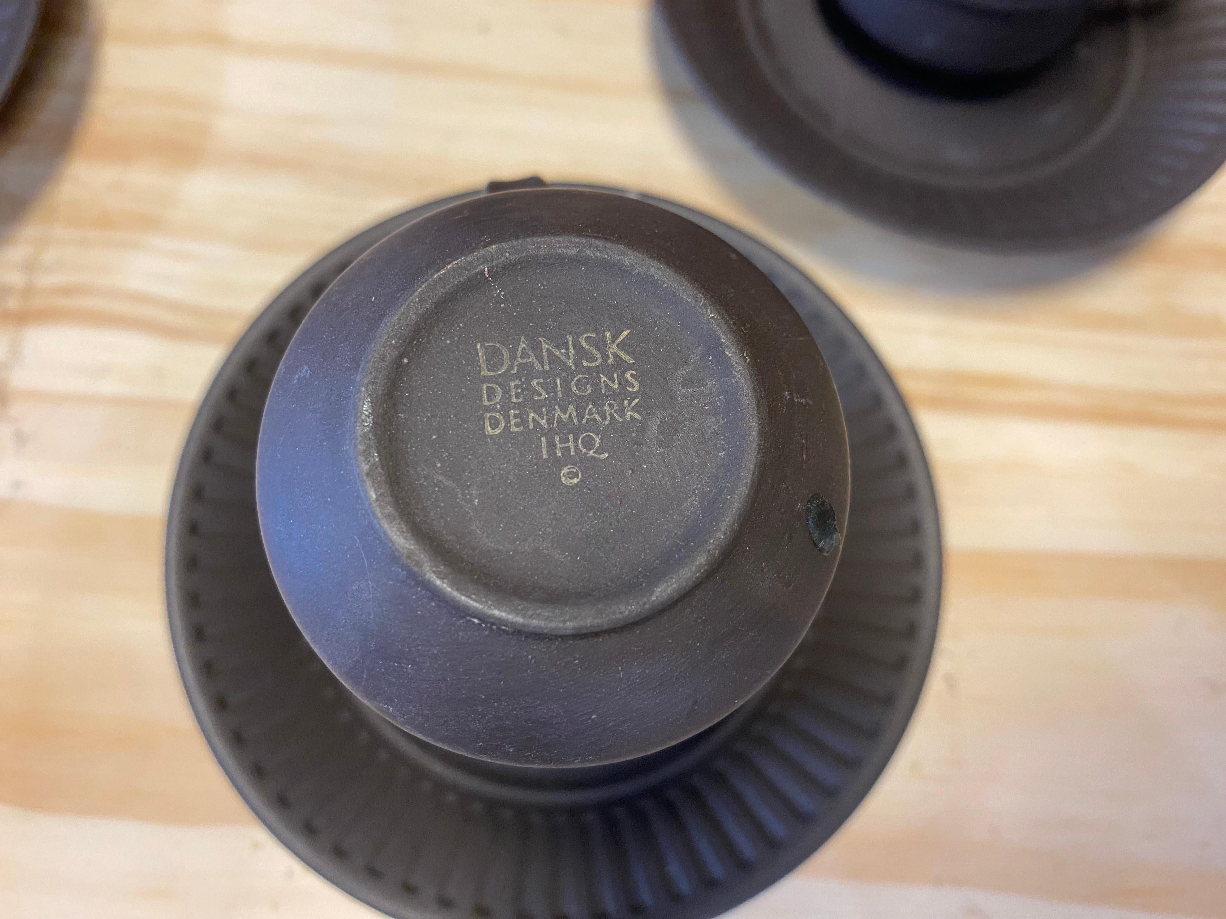 20th Century Vintage Jens Quistgaard for Dansk Flamestone Espresso Cups and Saucers