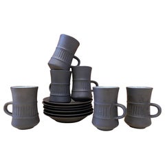Vintage Jens Quistgaard for Dansk Flamestone Espresso Cups and Saucers